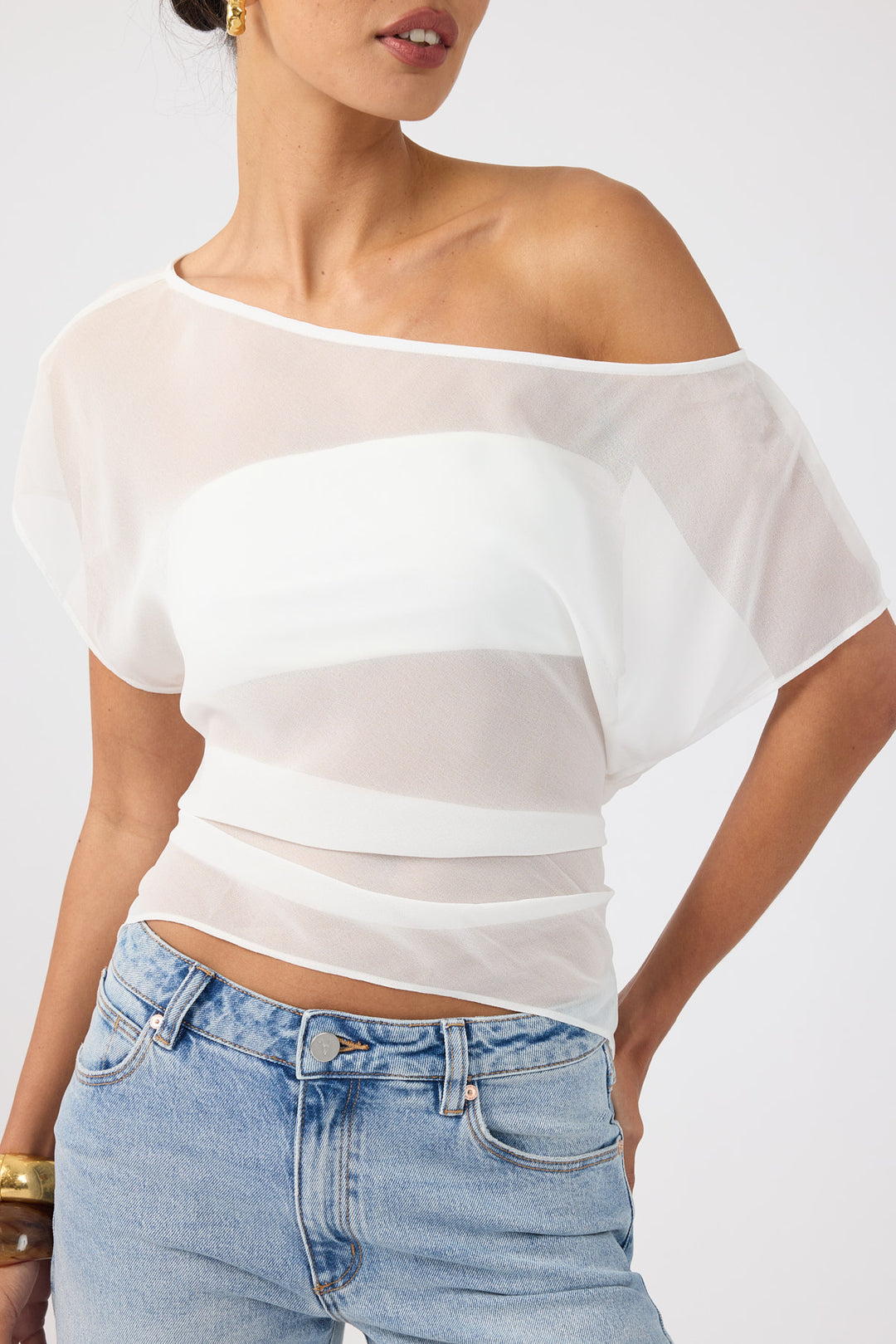 Perfect Stranger Orla Sheer Top White — free download