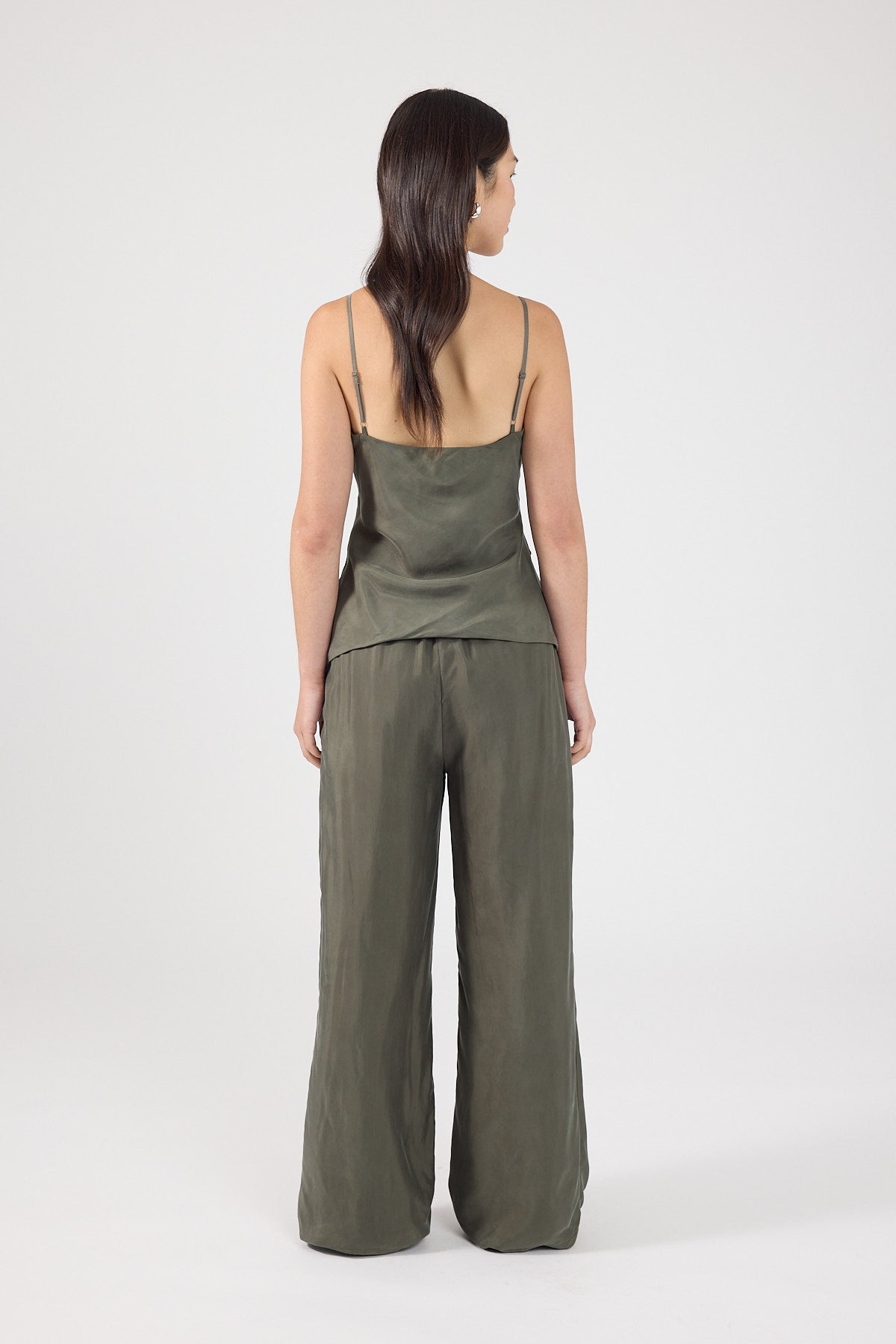 Perfect Stranger Darcy Cupro Mid Rise Pants Khaki