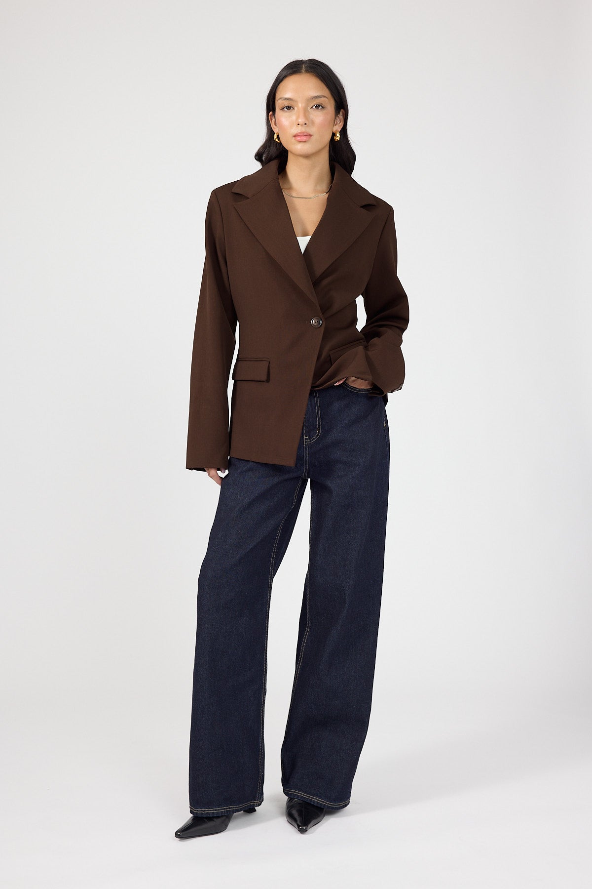 Perfect Stranger Palmer Fitted Blazer Brown