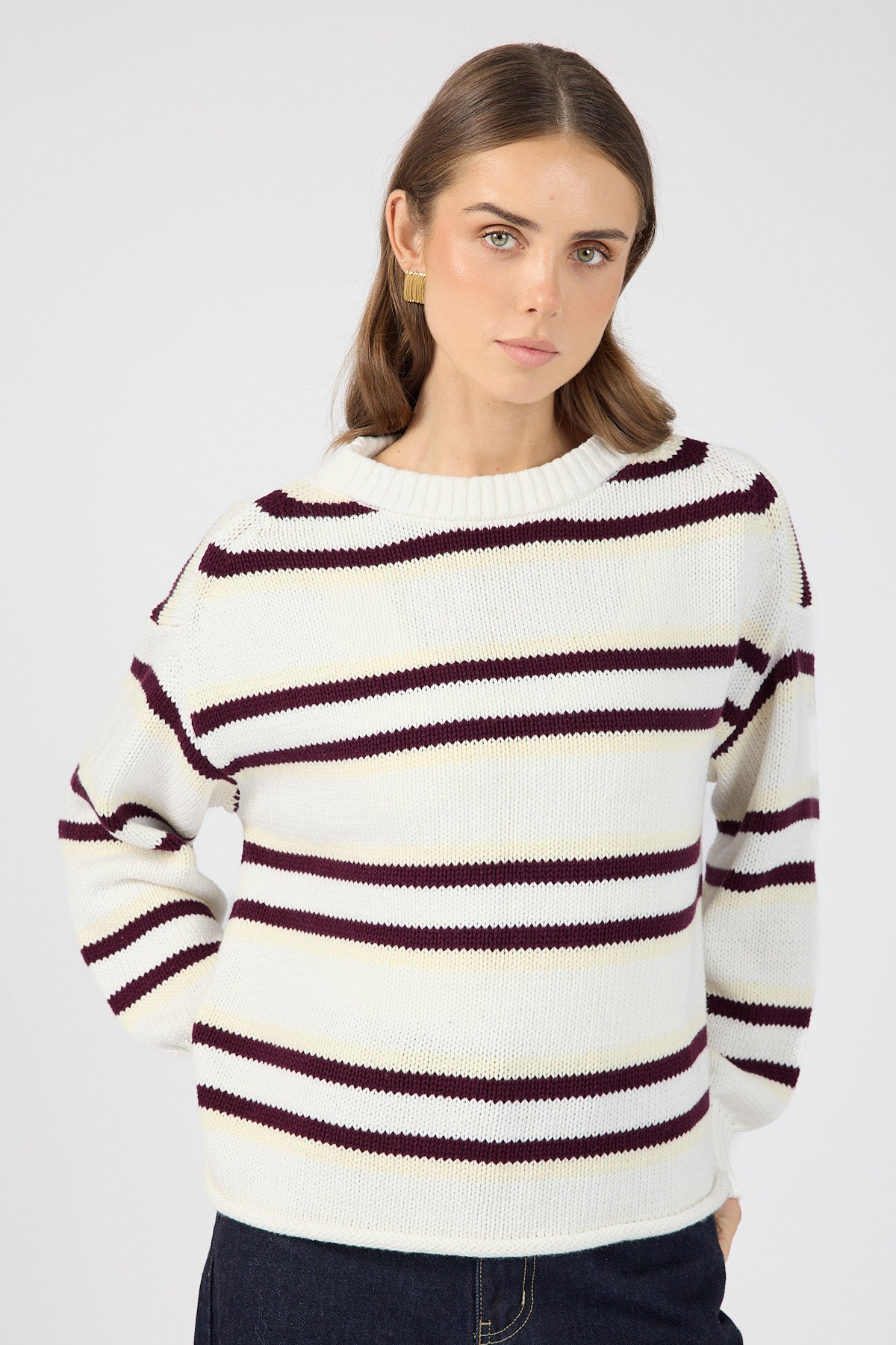 Perfect Stranger Amory Stripe Knit Jumper Cream Stripe