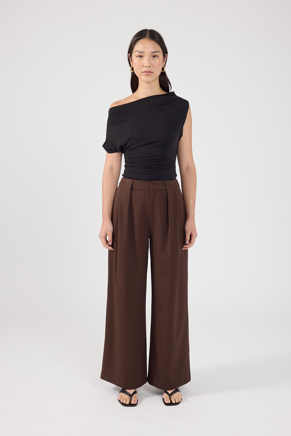 Perfect Stranger Mackenzie Petite Pleated Pant Brown