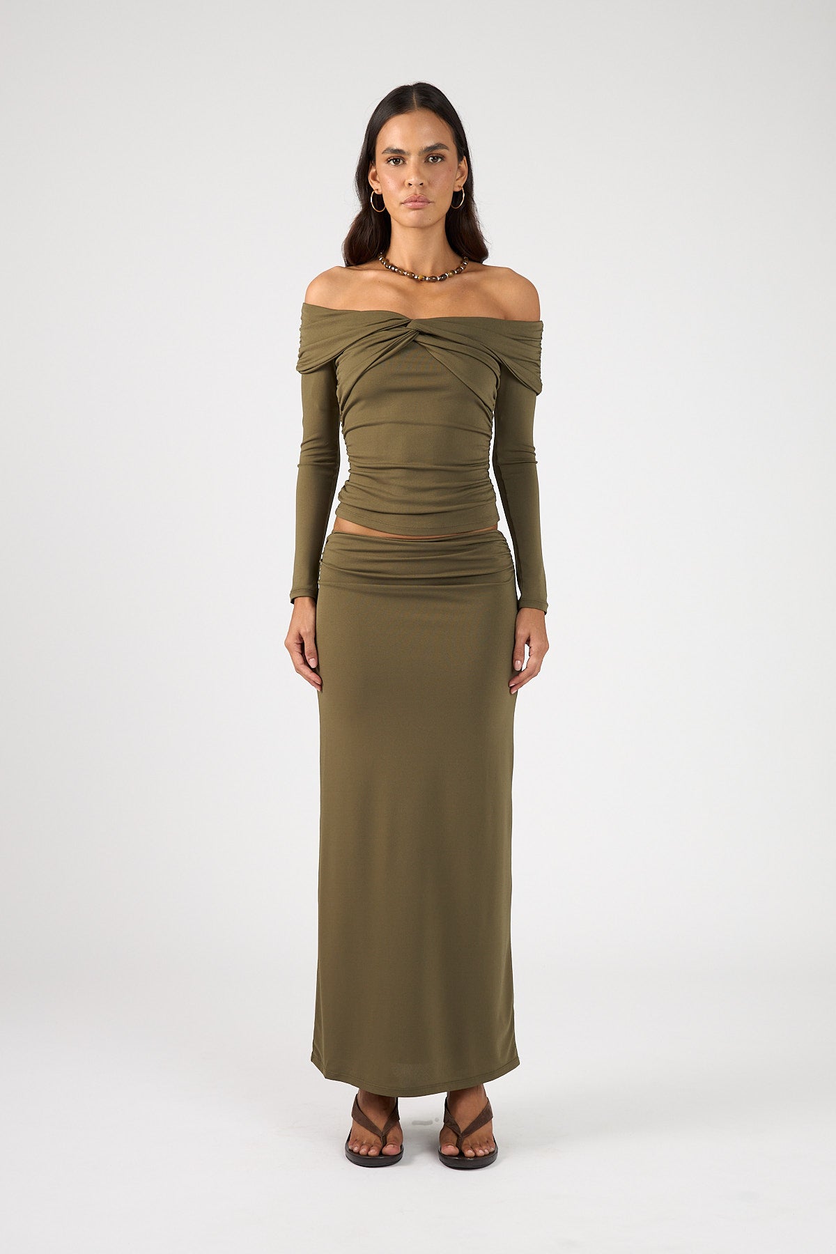 Perfect Stranger Dorian Maxi Skirt Khaki