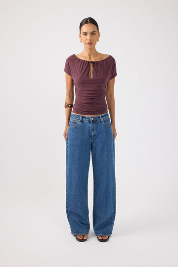 Perfect Stranger Adoria Keyhole Jersey Top Plum