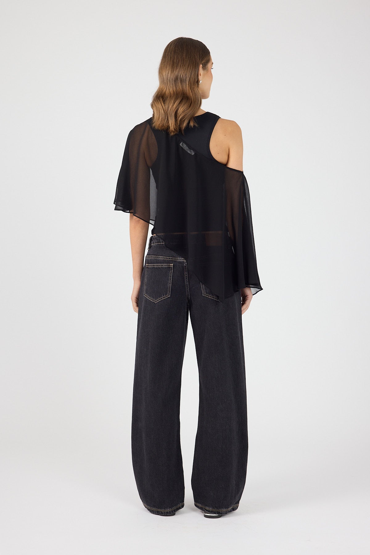 Perfect Stranger Anna Chiffon Poncho Black
