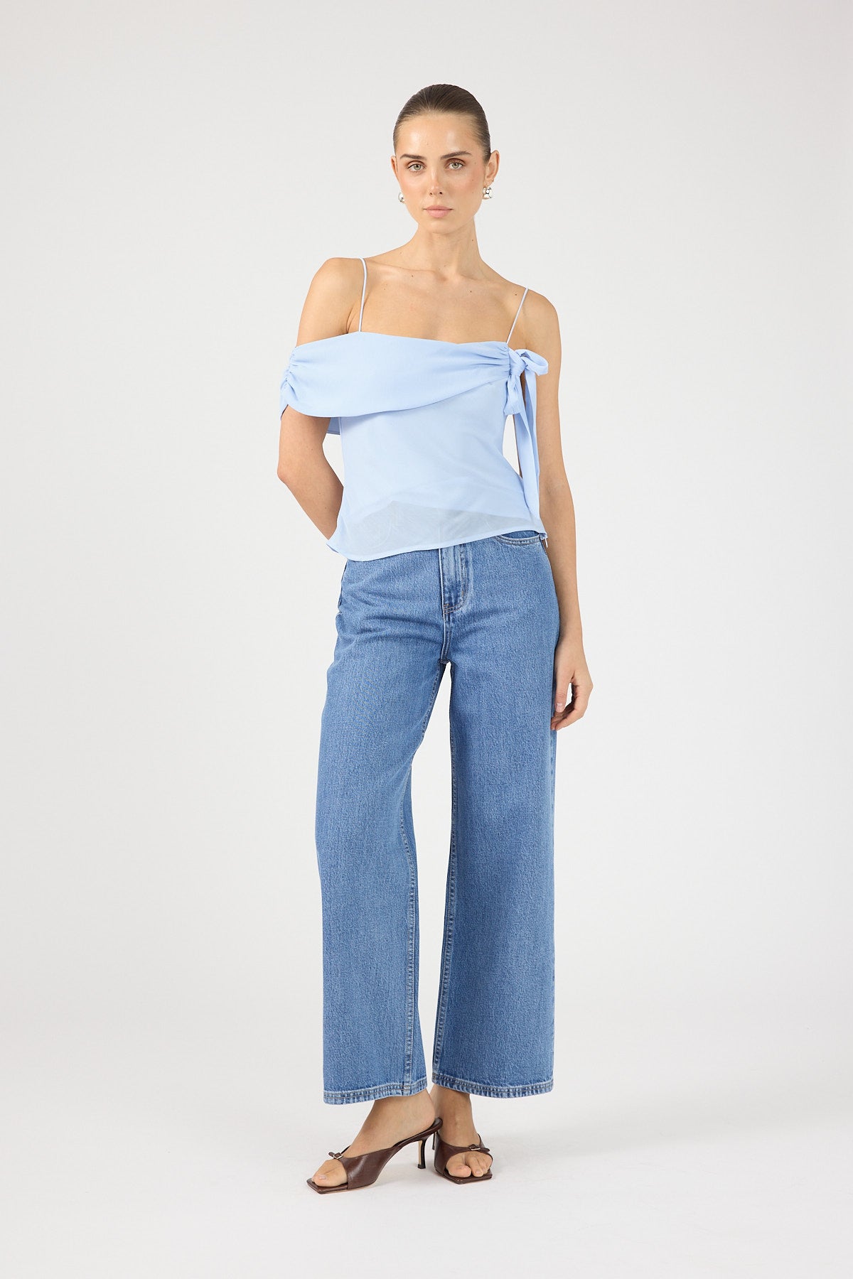 Perfect Stranger Petite High Rise Wide Leg 2.0 Jean Mid Blue Denim