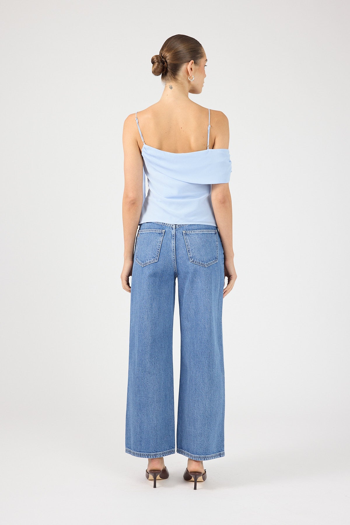 Perfect Stranger Petite High Rise Wide Leg 2.0 Jean Mid Blue Denim