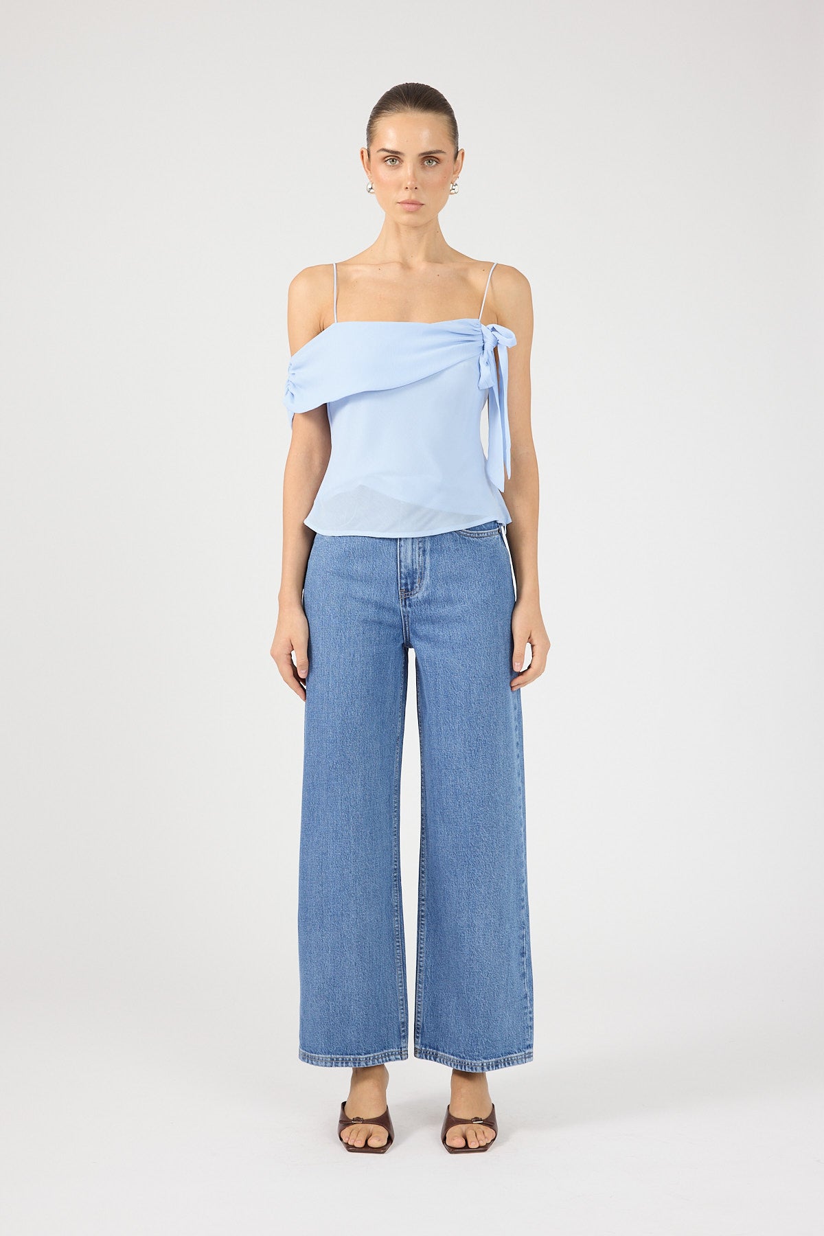 Perfect Stranger Petite High Rise Wide Leg 2.0 Jean Mid Blue Denim