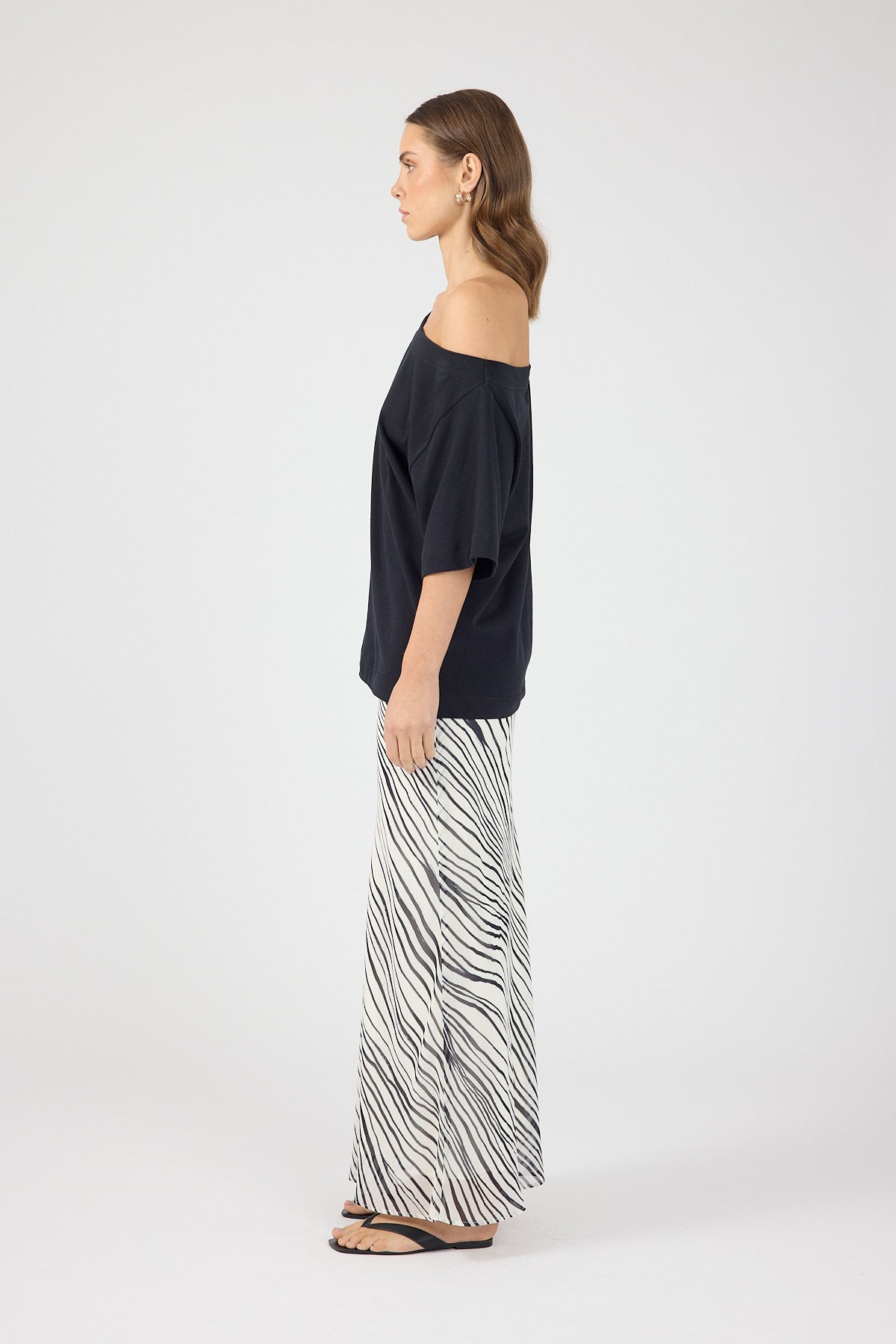 Perfect Stranger Elodie Maxi Skirt Black/White Stripe