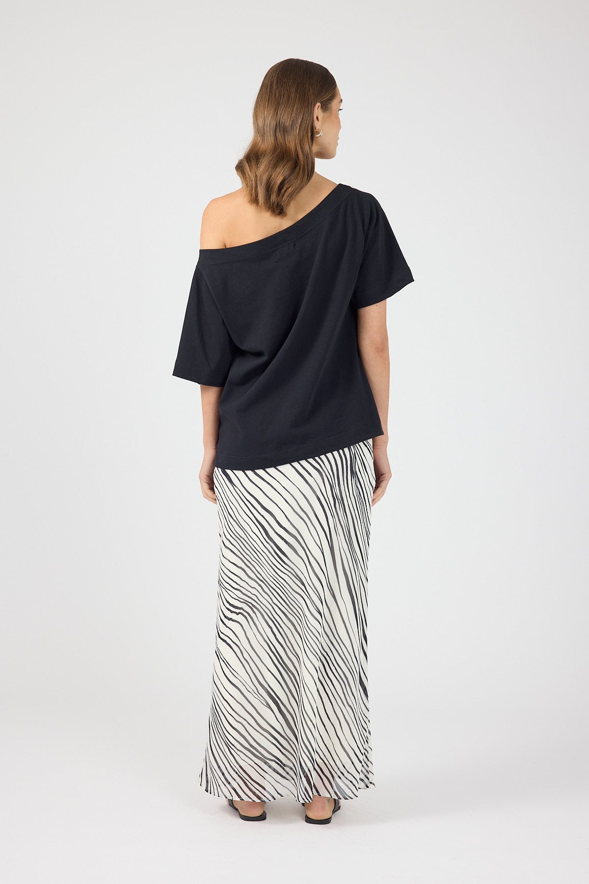 Perfect Stranger Elodie Maxi Skirt Black/White Stripe