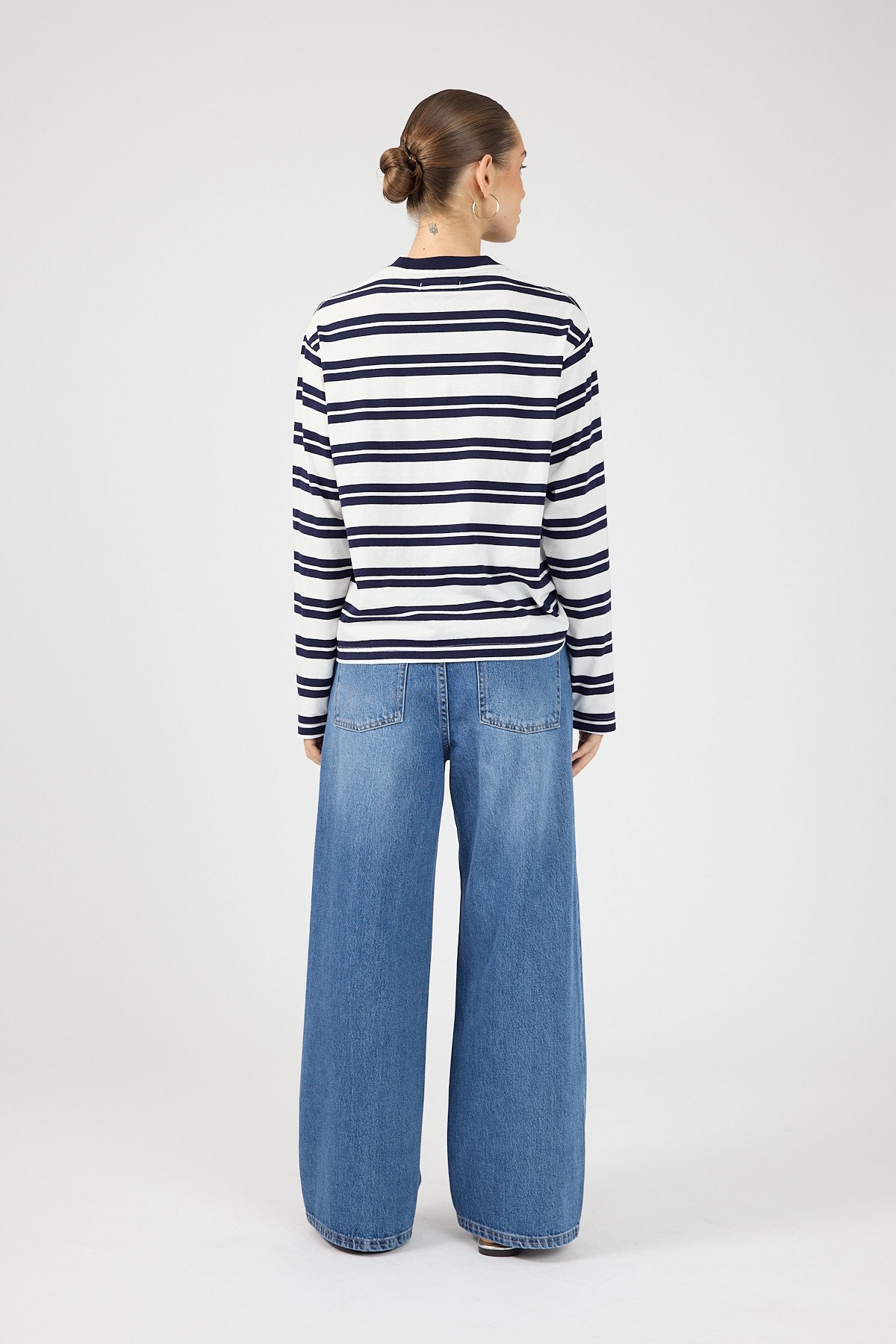 Perfect Stranger Campbell Stripe Long Sleeve T-shirt Navy Stripe