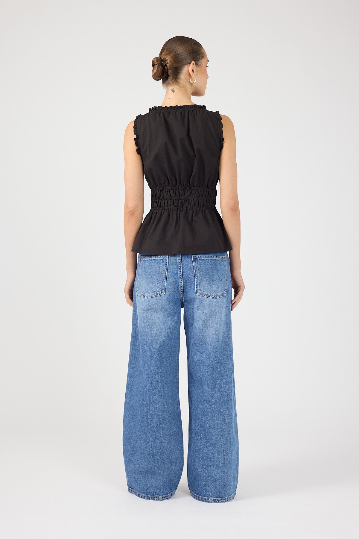 Perfect Stranger Faye Gathered Shift Top Black
