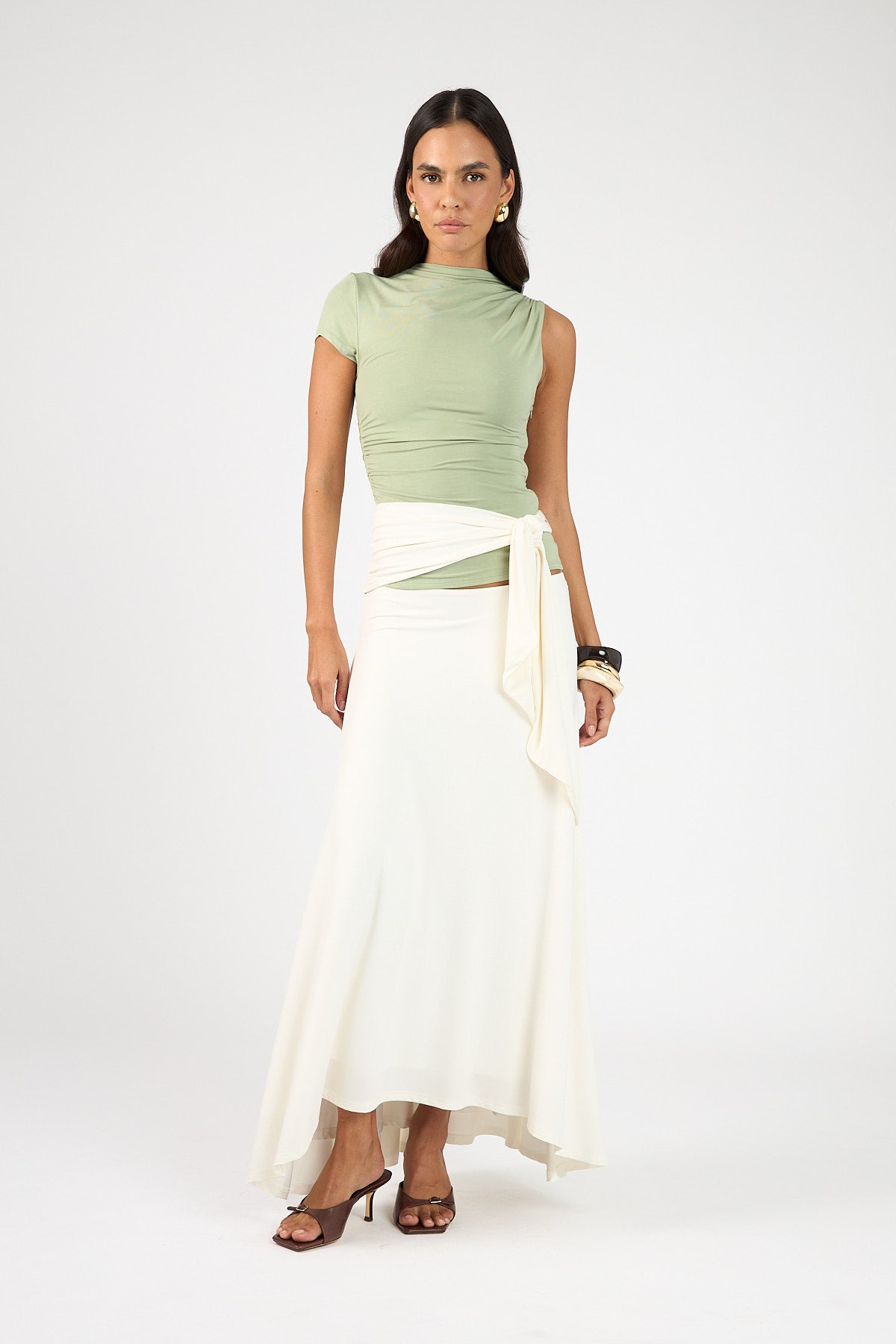Perfect Stranger Daisy Sash Top Matcha Green