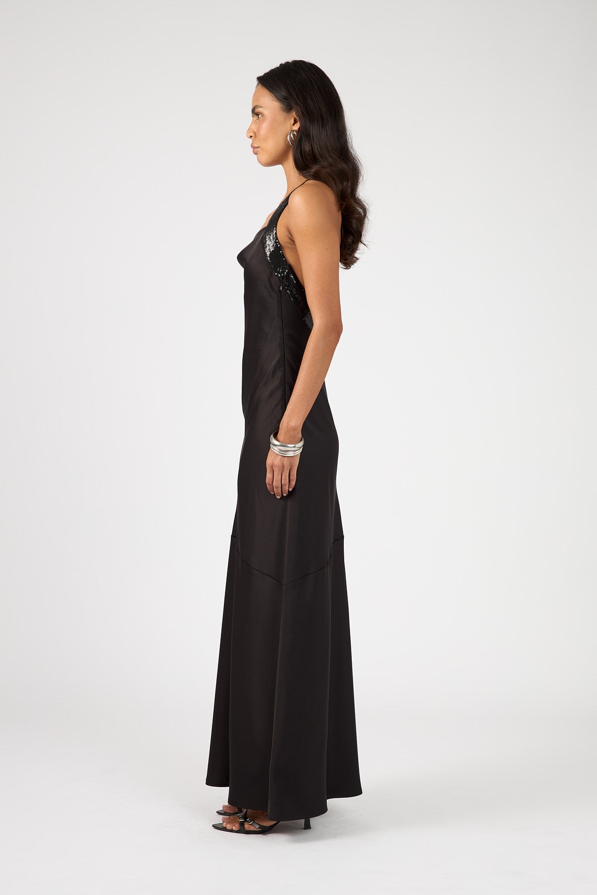 Perfect Stranger Lolli Satin Maxi Dress Black