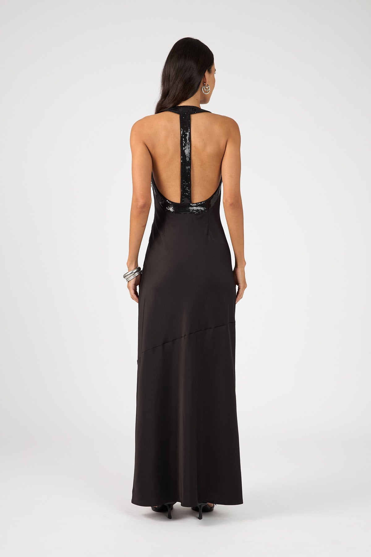 Perfect Stranger Lolli Satin Maxi Dress Black
