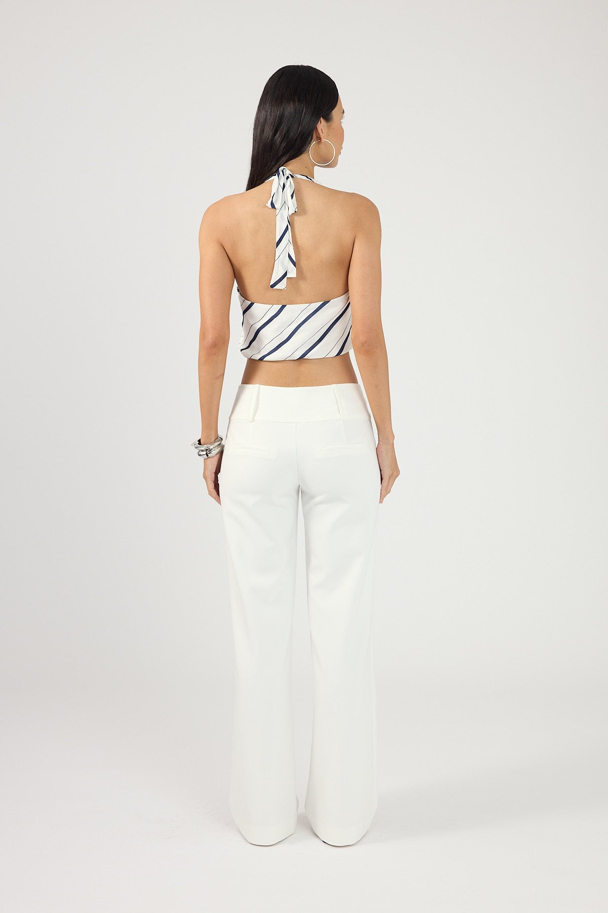 Perfect Stranger Koda Stripe Halter Top White/Navy Stripe