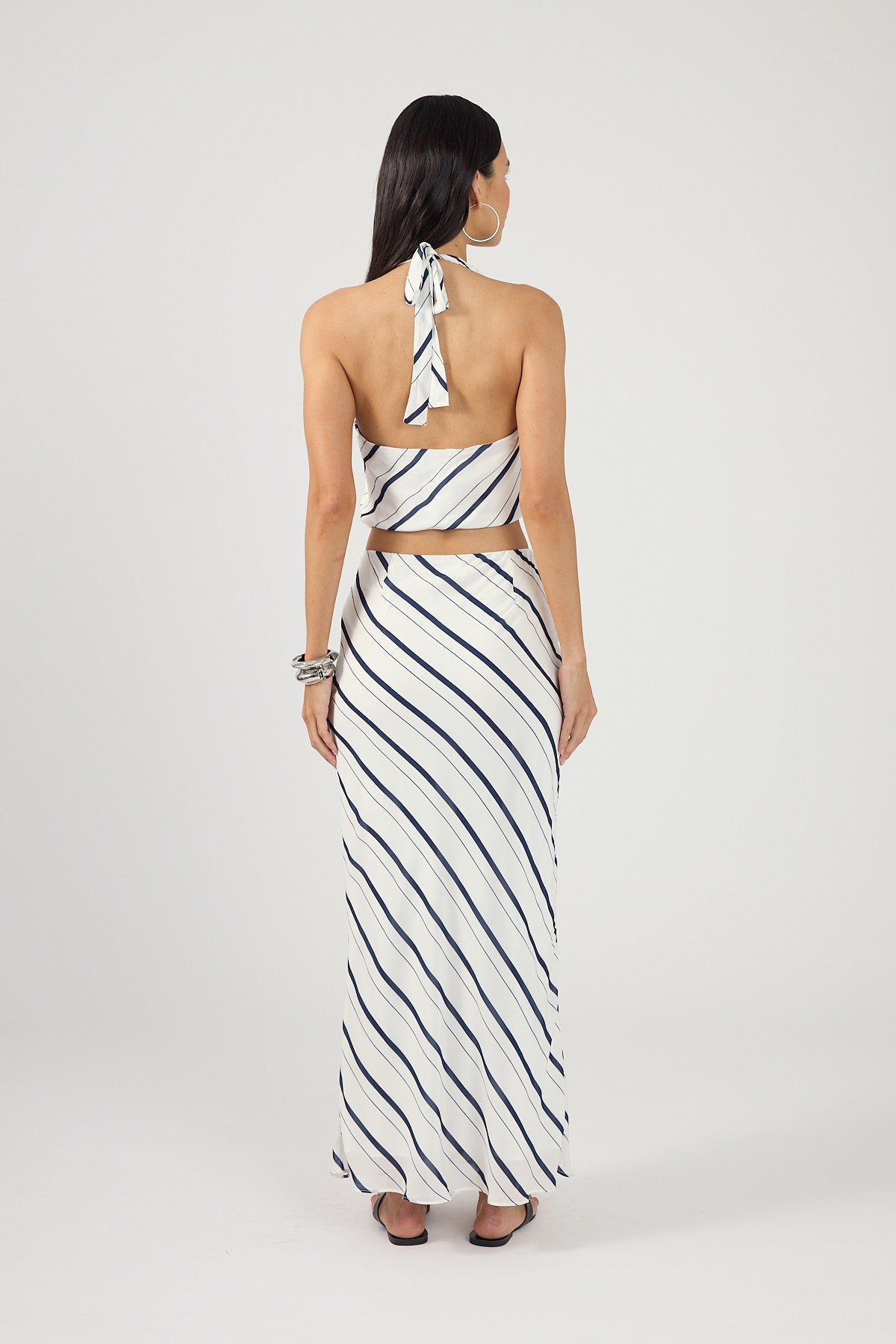 Perfect Stranger Koda Stripe Halter Top White/Navy Stripe