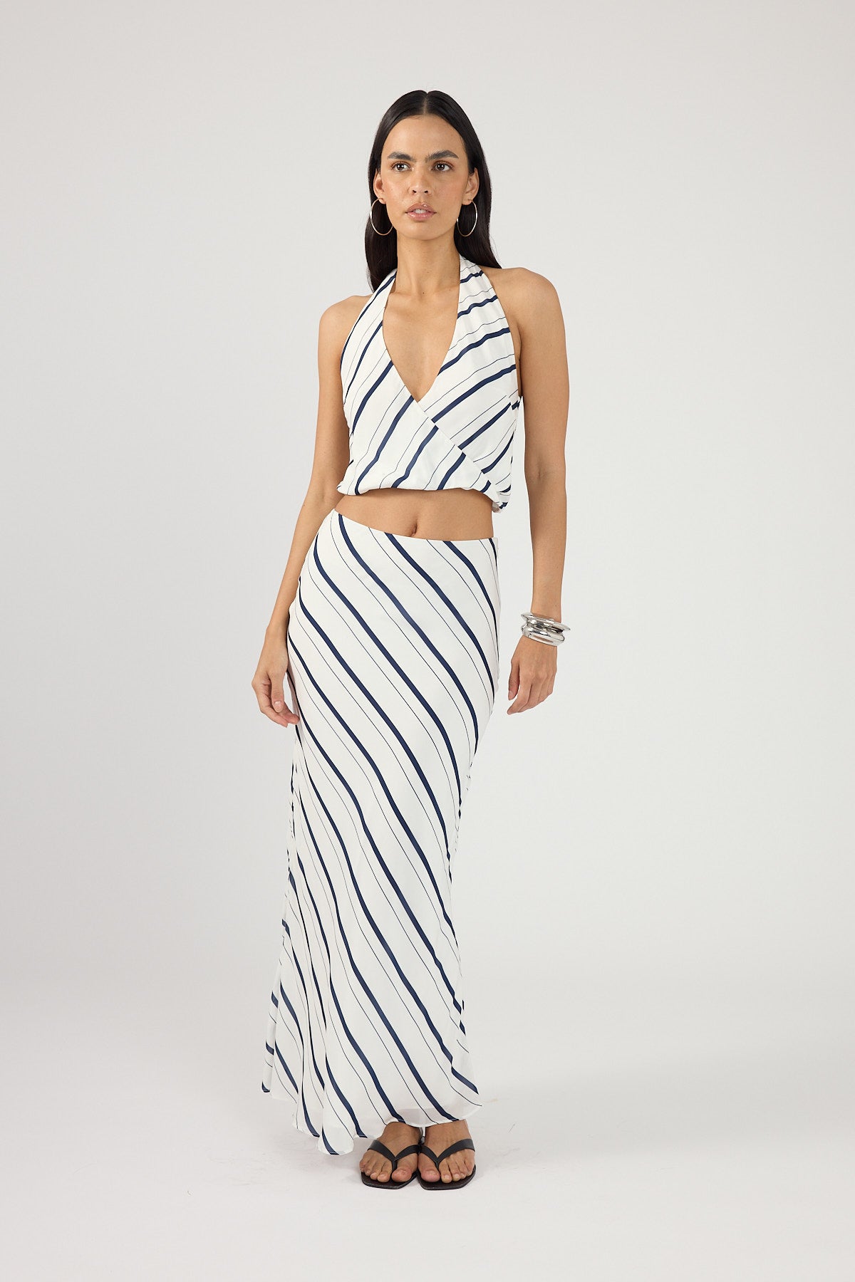 Perfect Stranger Koda Stripe Halter Top White/Navy Stripe