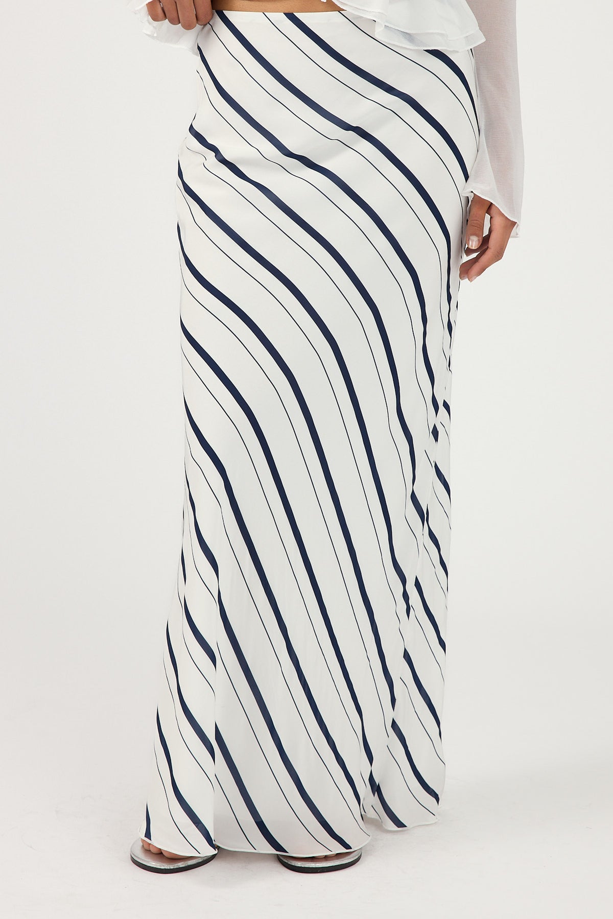 Perfect Stranger Koda Stripe Maxi Skirt White/Navy Stripe