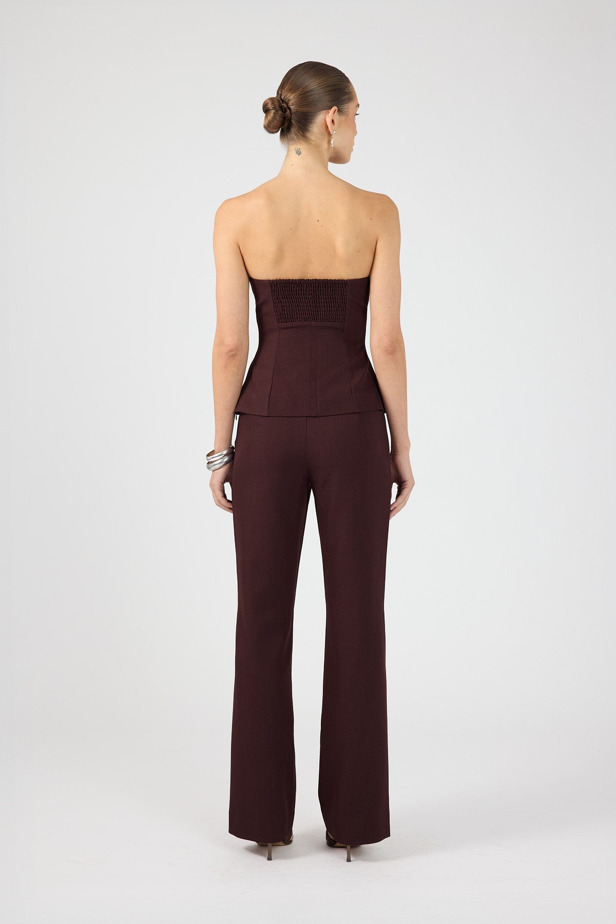 Perfect Stranger Tala Strapless Suiting Top Burgundy