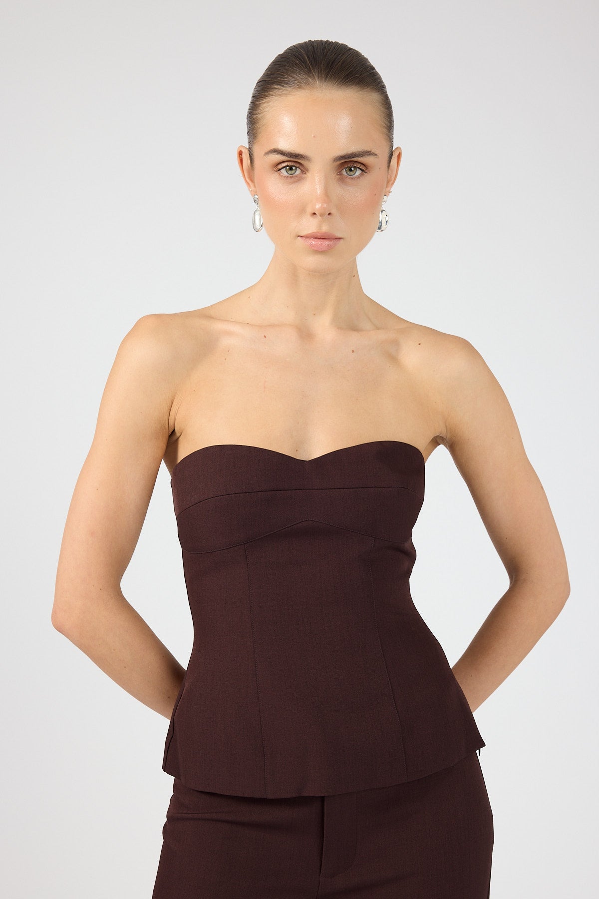 Perfect Stranger Tala Strapless Suiting Top Burgundy