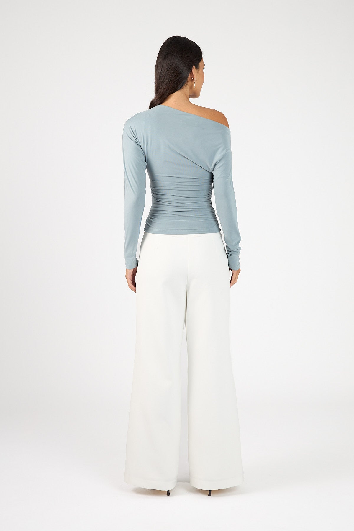 Perfect Stranger Harley Off Shoulder Long Sleeve Top Smoke Blue