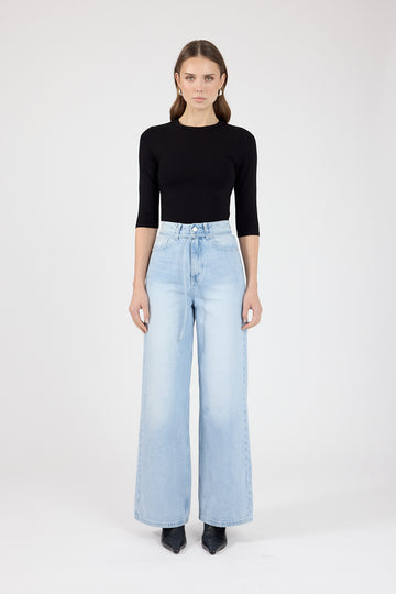Perfect Stranger High Rise Relaxed Baggy Jean Light Blue Denim
