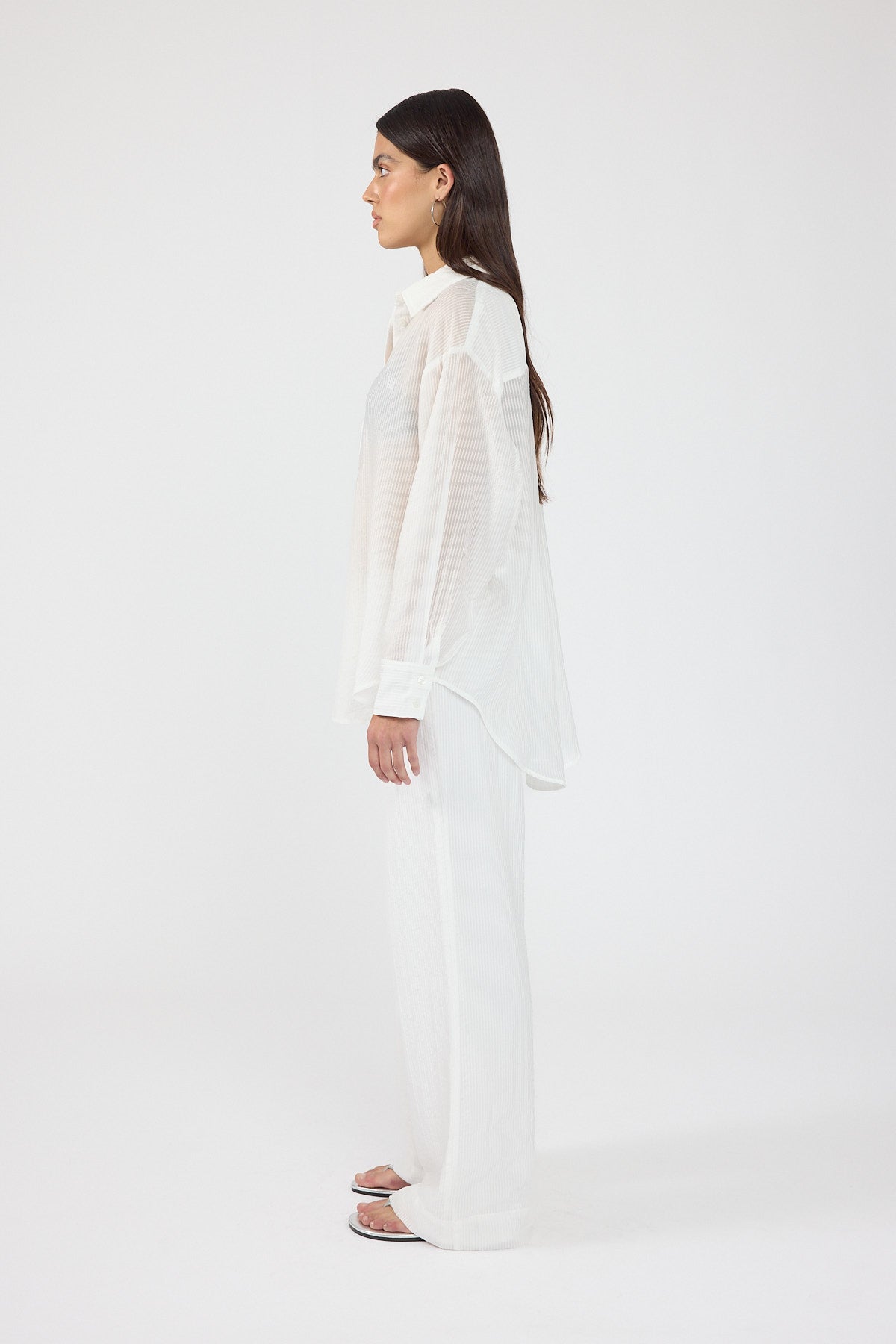 Perfect Stranger Jarrah Sheer Striped Shirt White