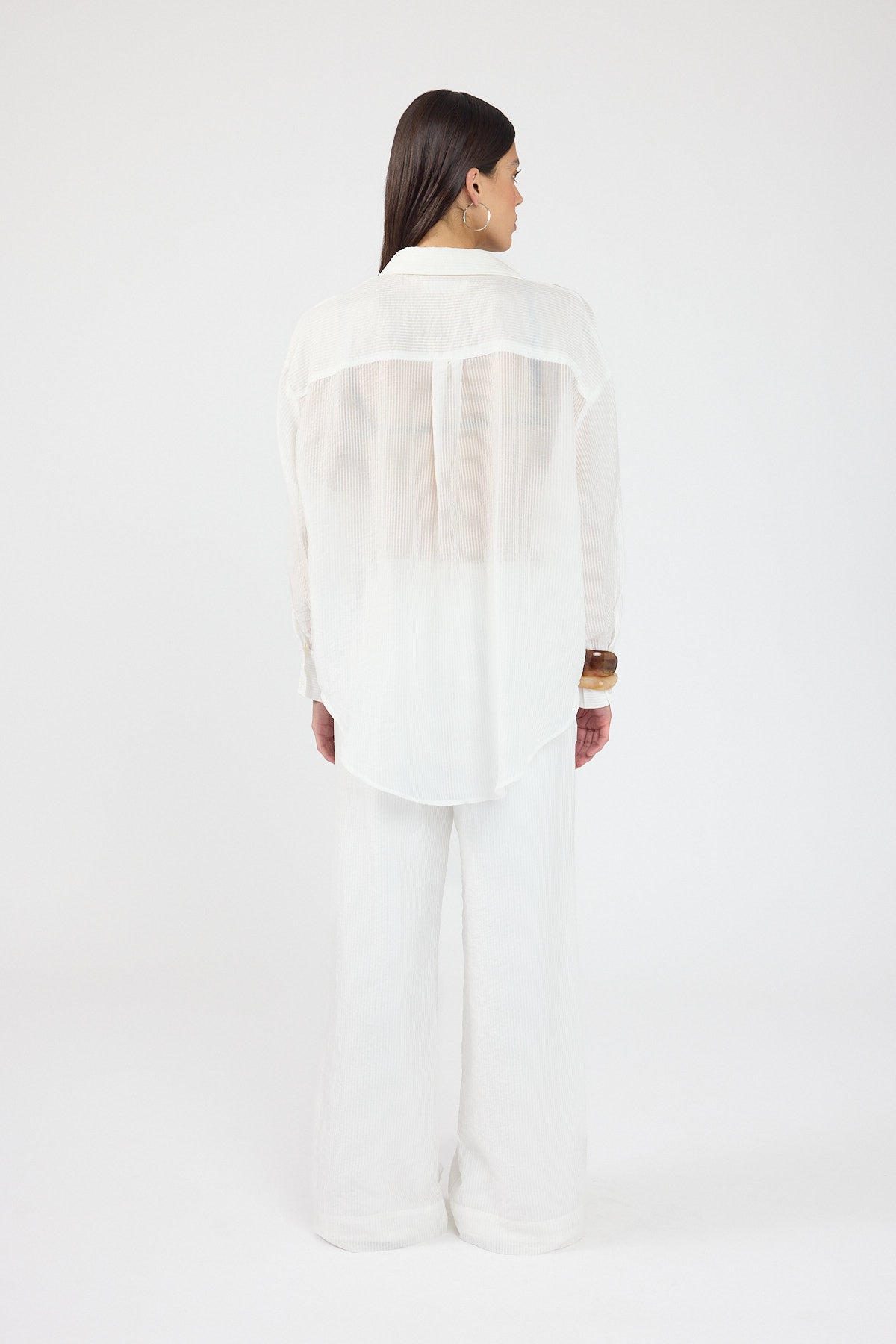 Perfect Stranger Jarrah Sheer Striped Shirt White