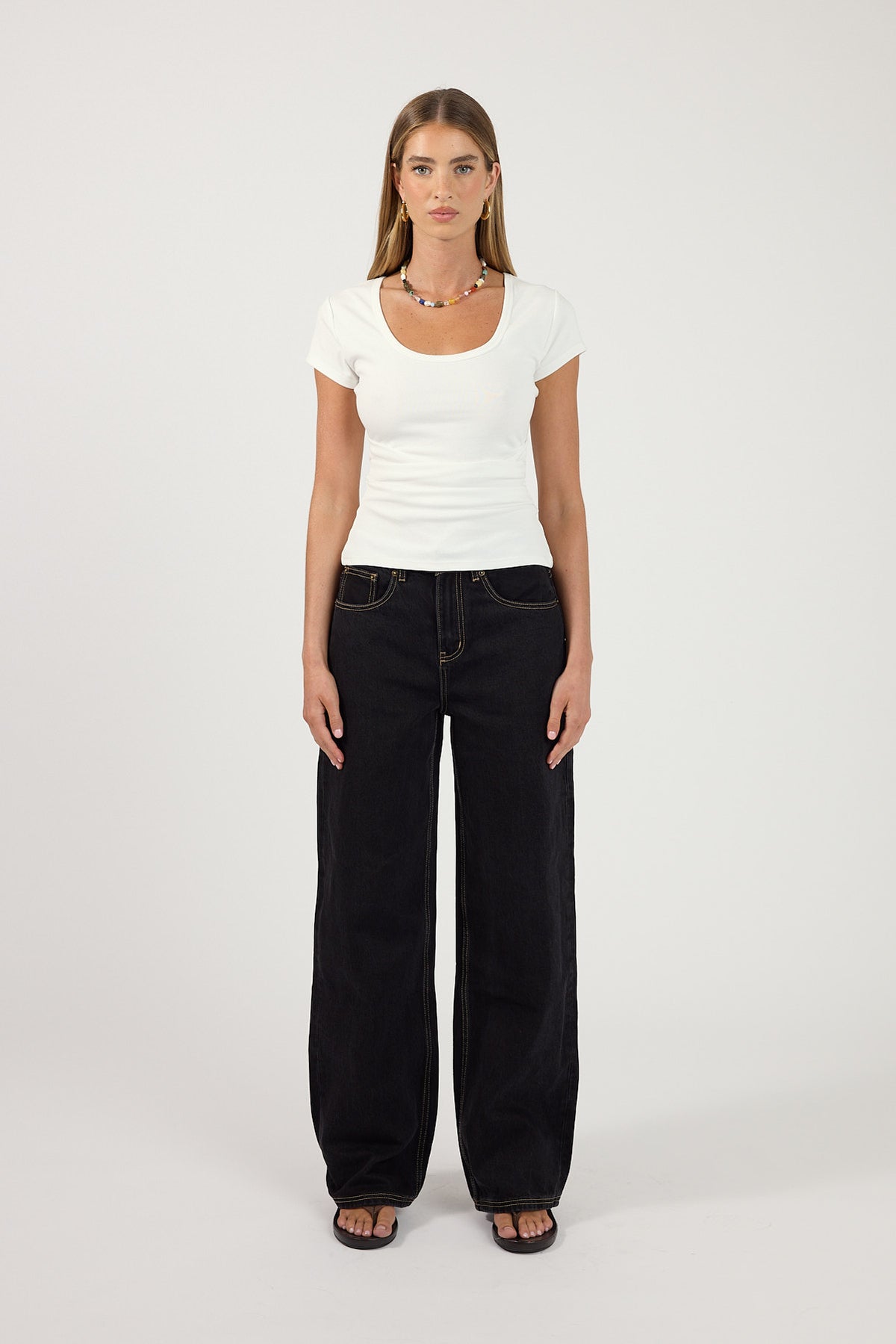 Perfect Stranger Mid Rise Baggy Jean Washed Black