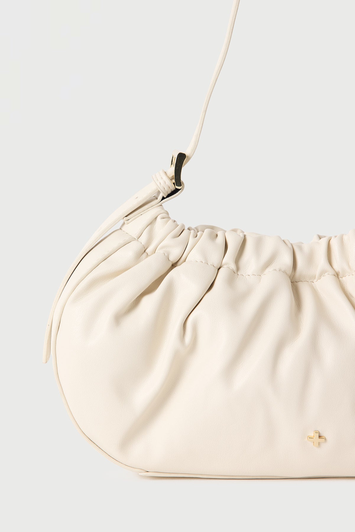 Peta + Jain Wrinkle Small Gathered Shoulder Bag IVORY PU