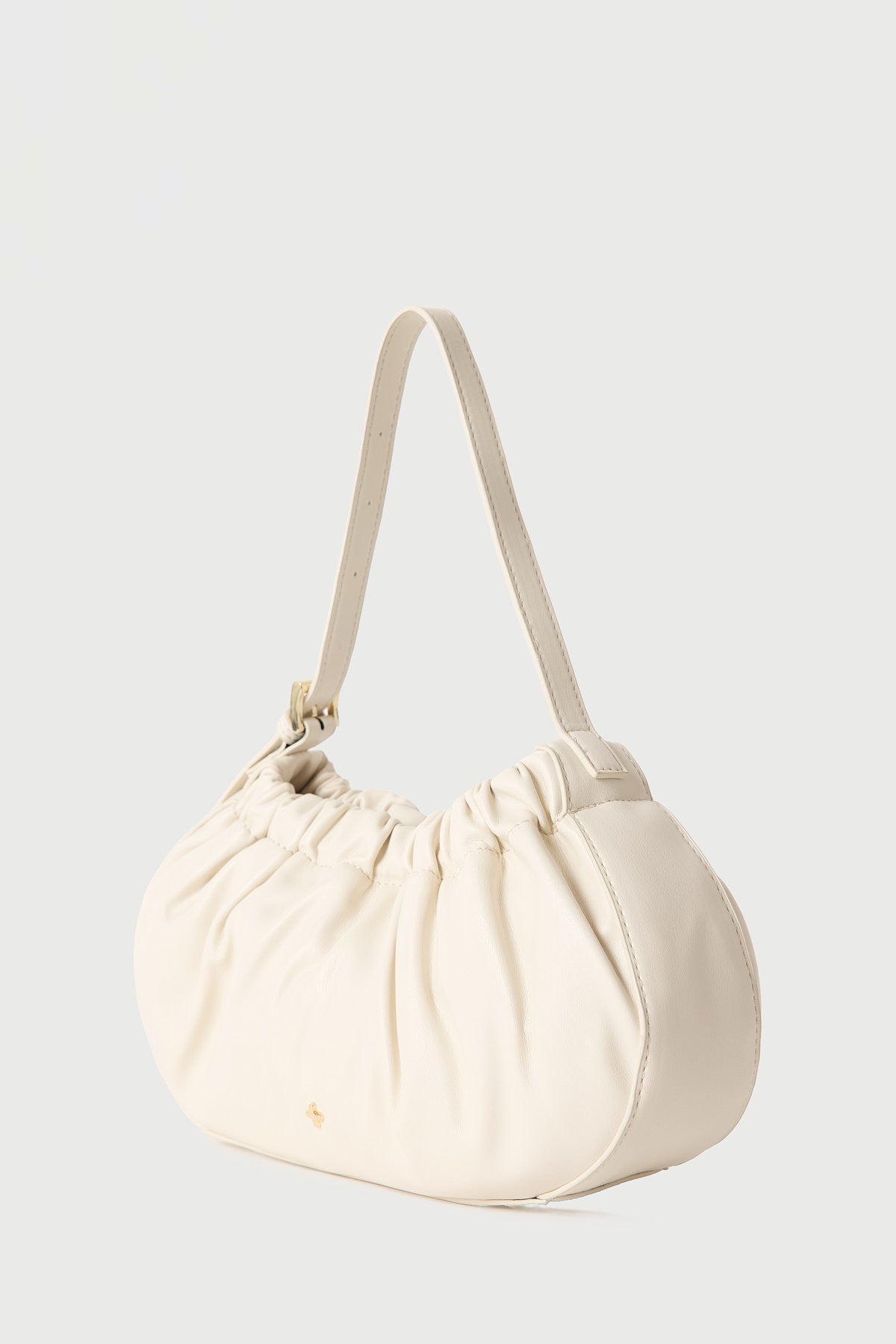 Peta + Jain Wrinkle Small Gathered Shoulder Bag IVORY PU