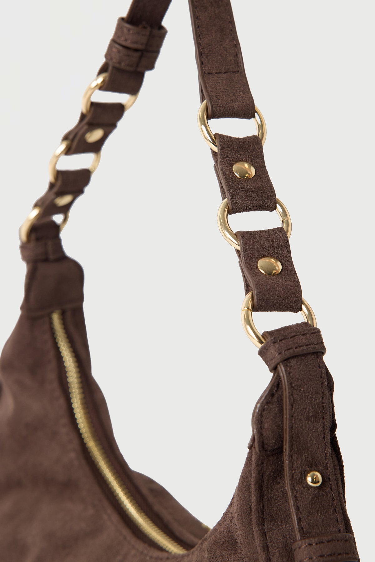 Peta + Jain Mamba Multi Ring Shoulder Bag CHOC SUEDE