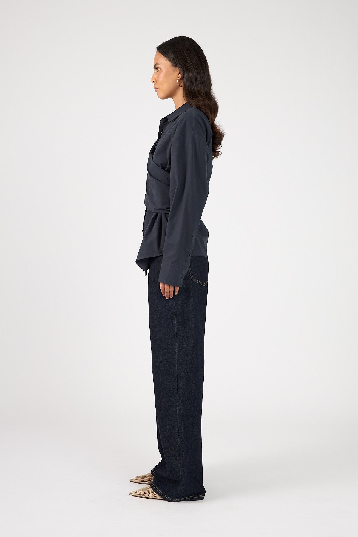 Perfect Stranger Sienna Tie Shirt Ink Blue