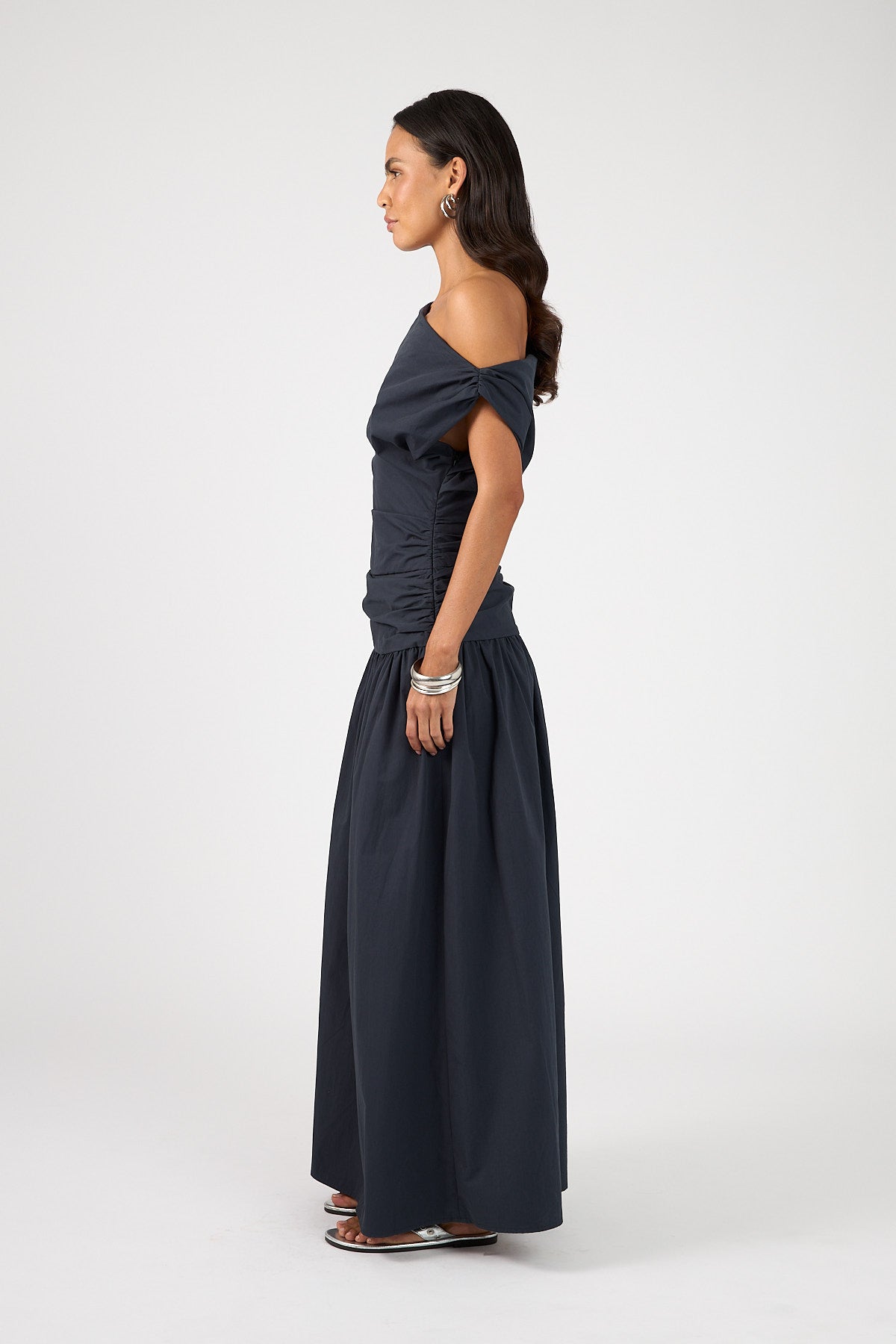 Perfect Stranger Fleur Gathered Maxi Dress Ink