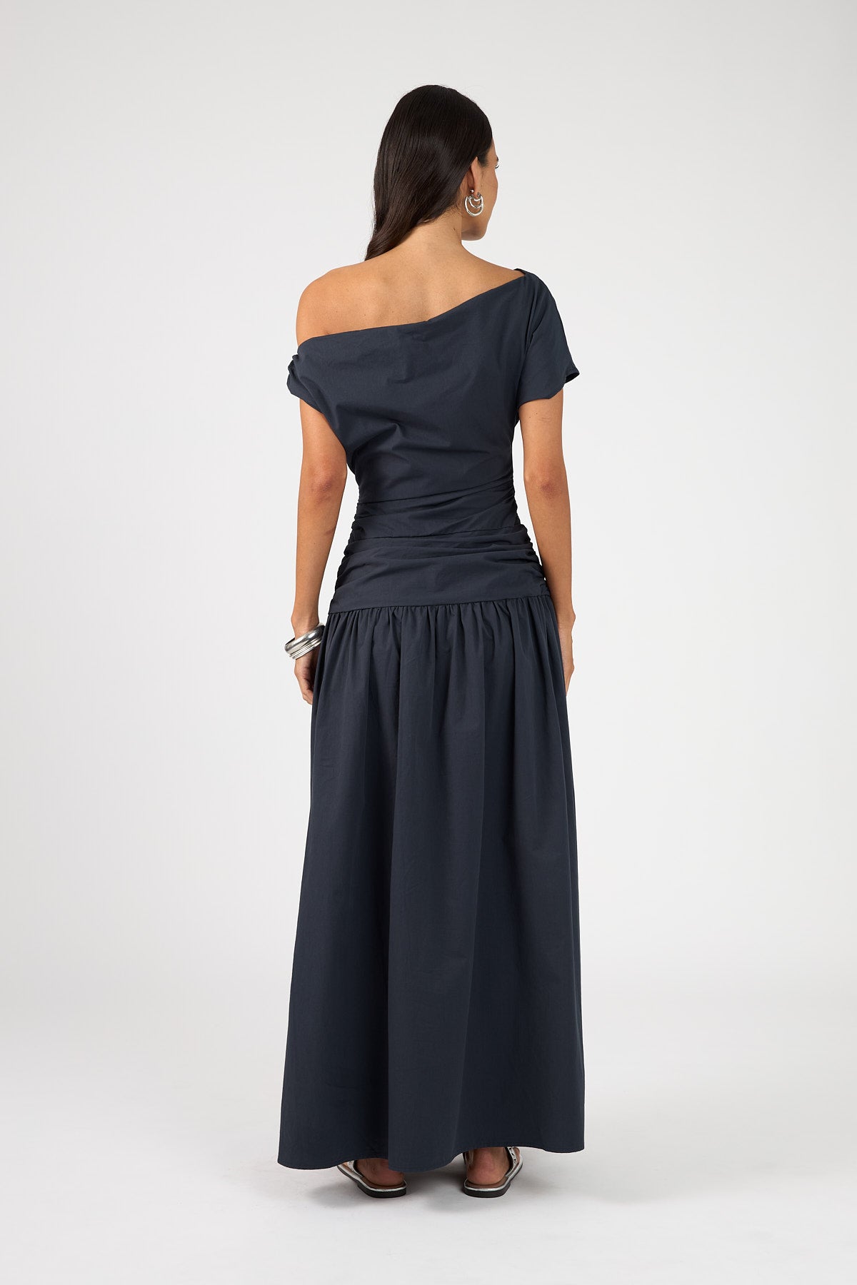 Perfect Stranger Fleur Gathered Maxi Dress Ink Blue