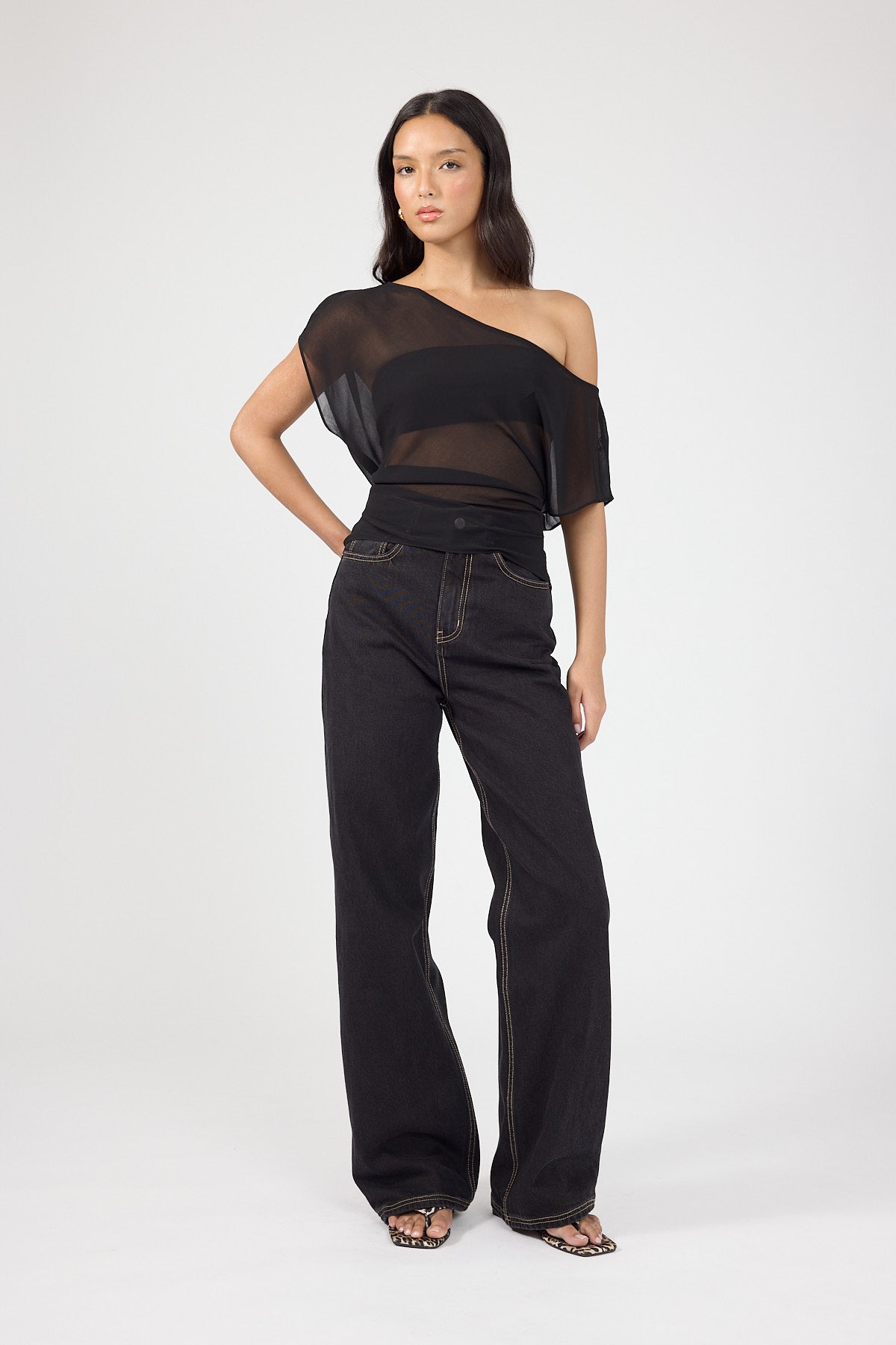 Perfect Stranger Orla Sheer Top Black