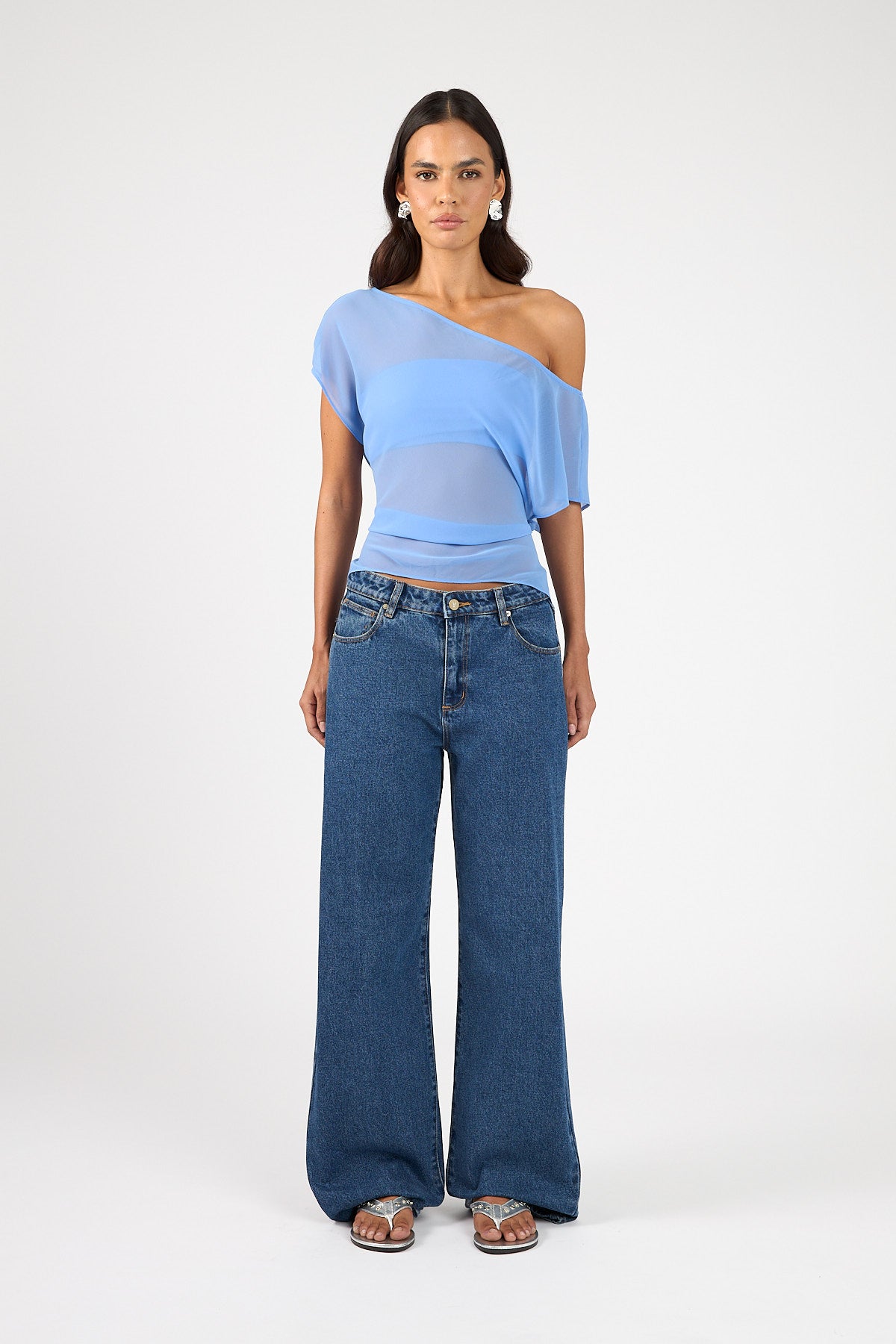 Perfect Stranger Orla Sheer Top Cornflower Blue