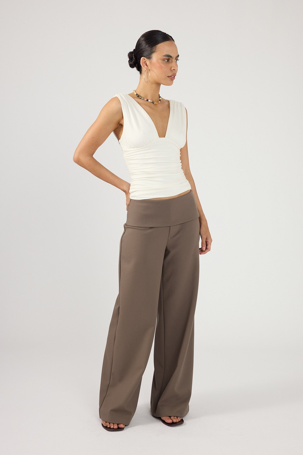 Perfect Stranger Vaila Fold Over Pant Taupe
