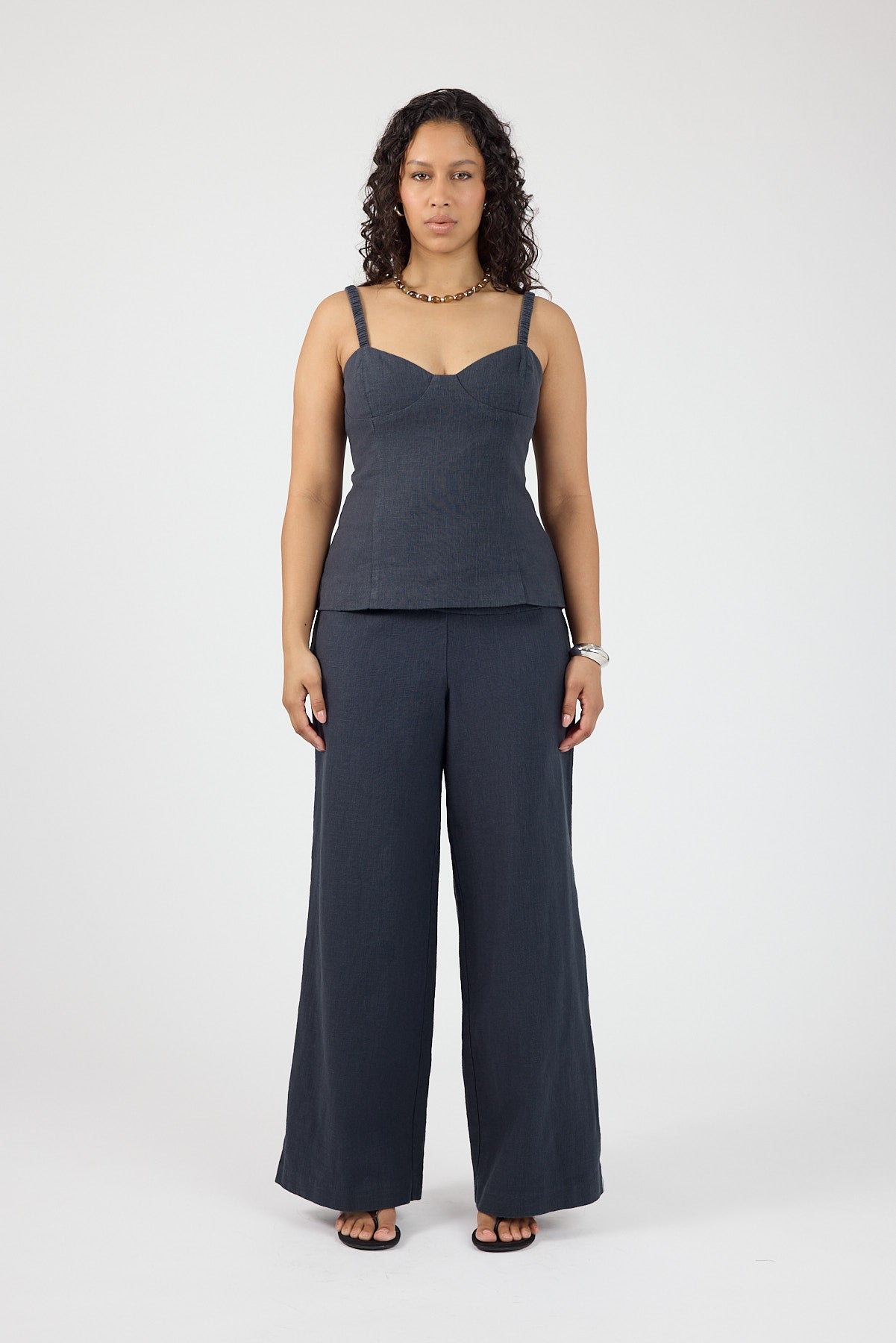 Perfect Stranger Sutton Linen Corset Top Slate