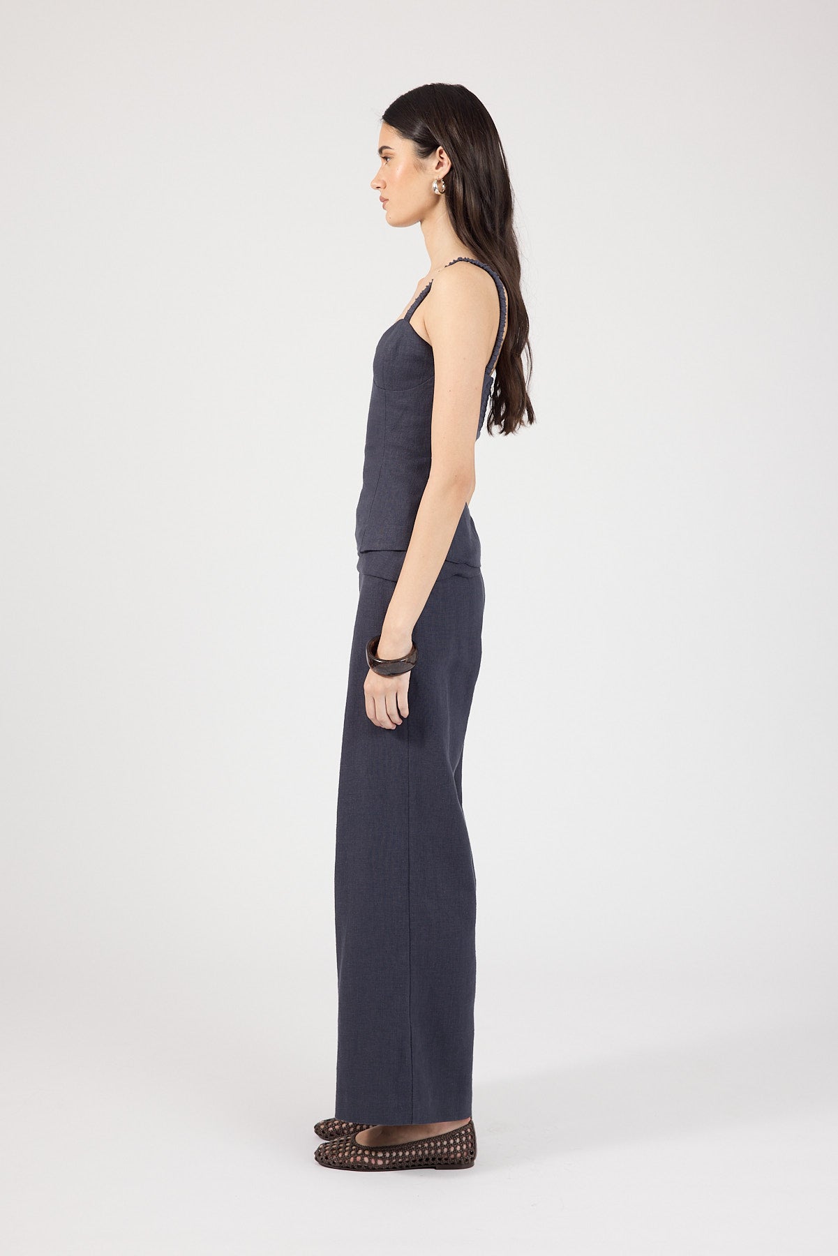 Perfect Stranger Sutton Linen Corset Top - Slate Slate