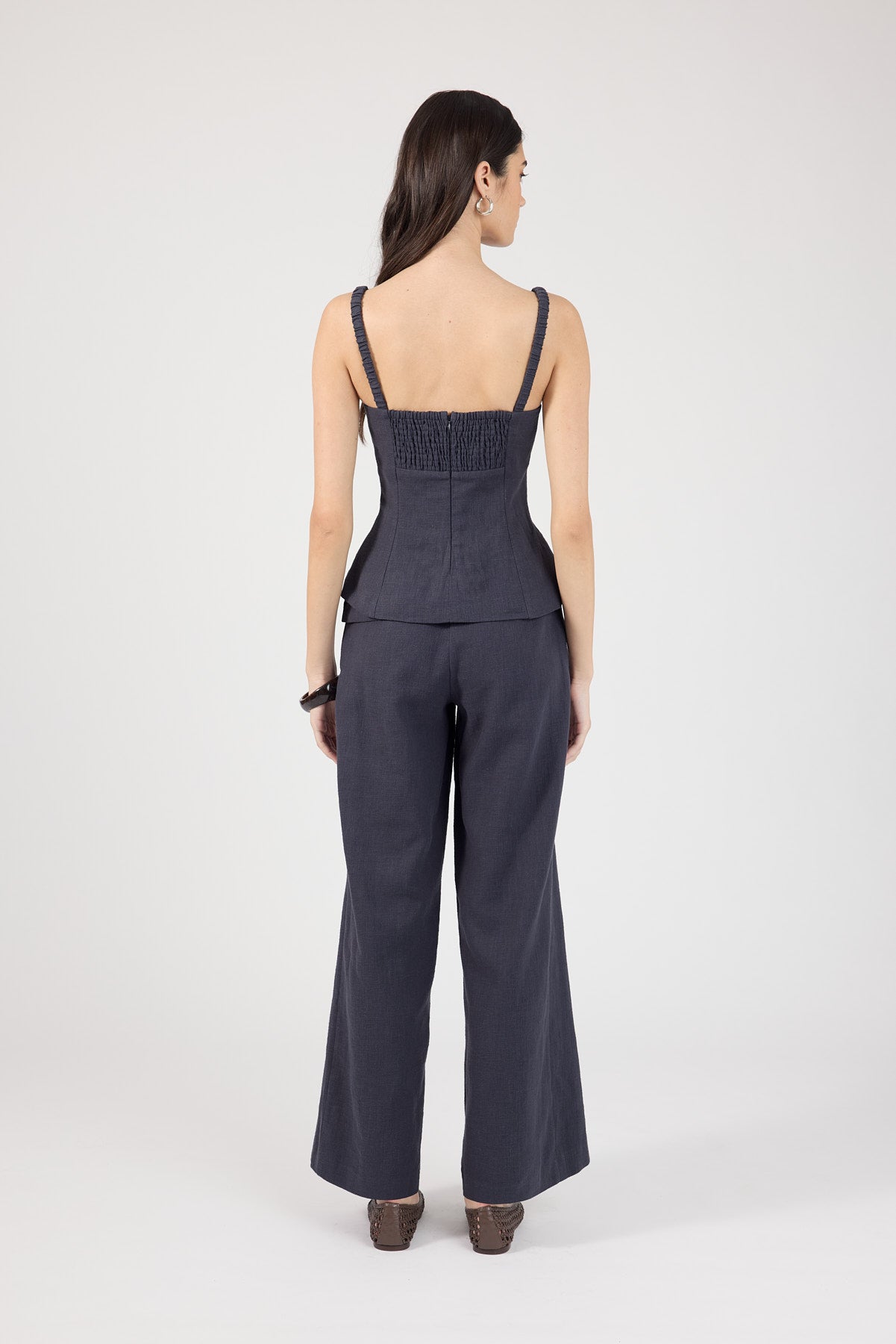 Perfect Stranger Sutton Linen Corset Top - Slate Slate