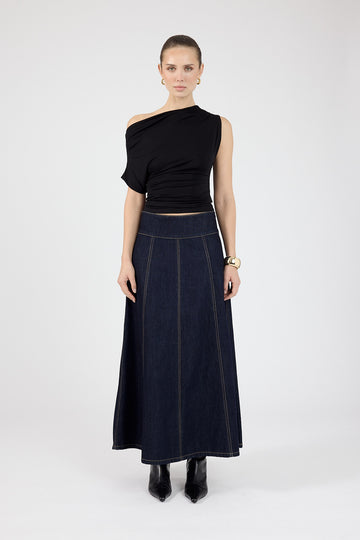 Perfect Stranger Elijah Denim Maxi Skirt Indigo