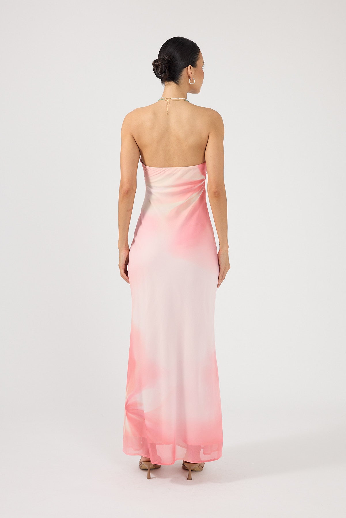 Perfect Stranger Jolette Strapless Maxi Dress Coral Print