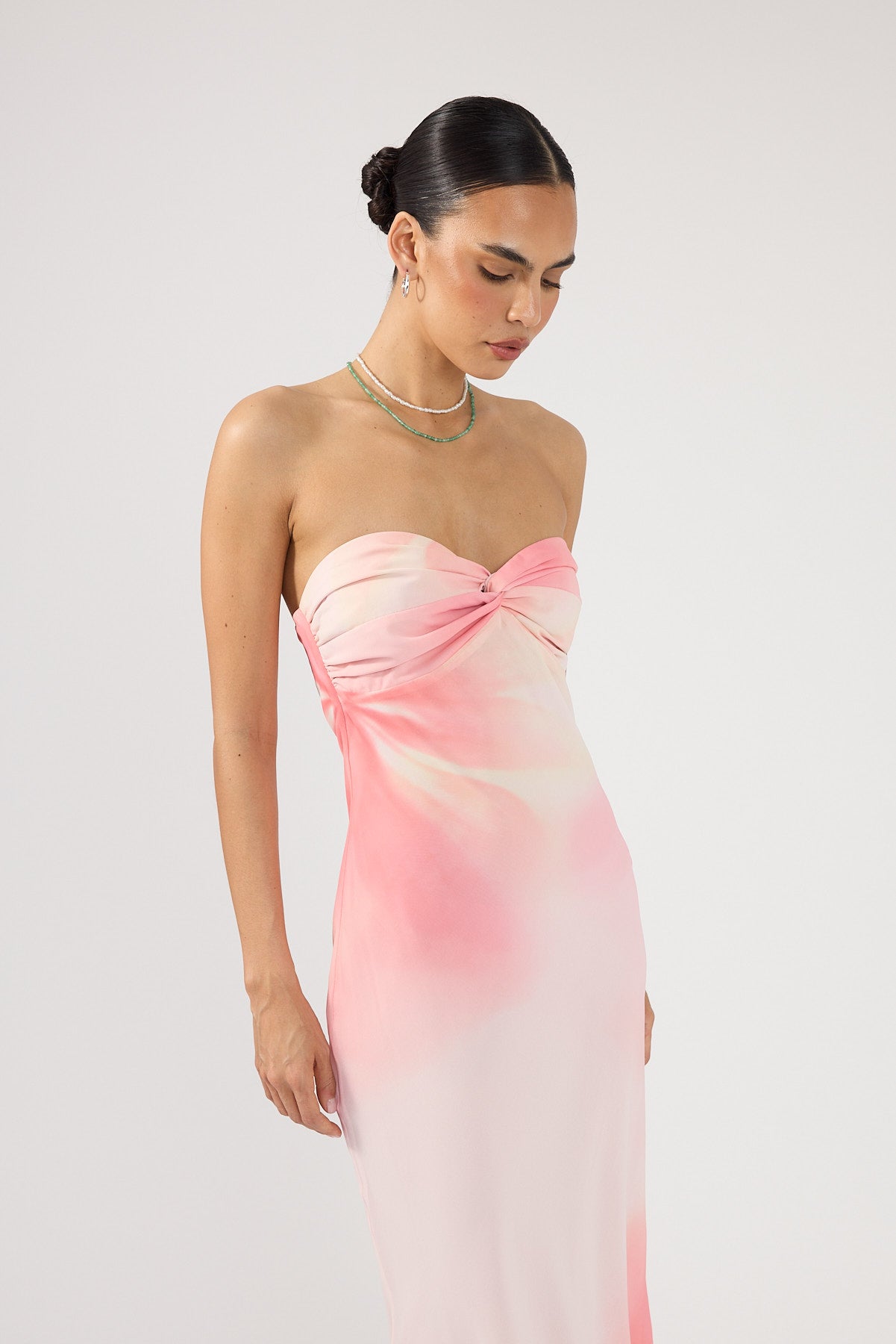 Perfect Stranger Jolette Strapless Maxi Dress Coral Print