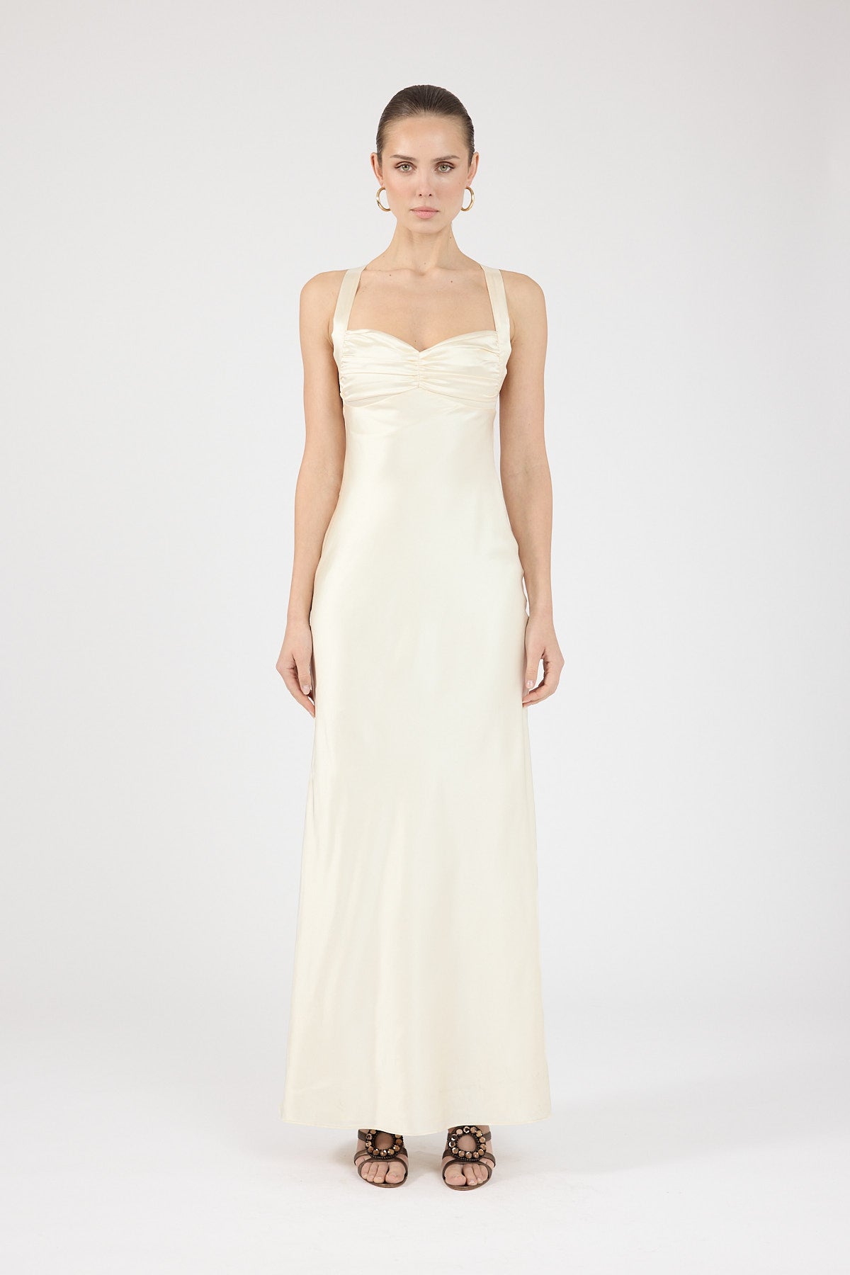Perfect Stranger Marbella Satin Maxi Dress Butter