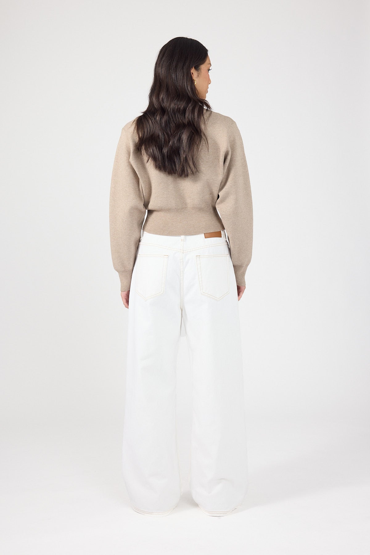 Perfect Stranger Gabby Crew Neck Knit Jumper Taupe