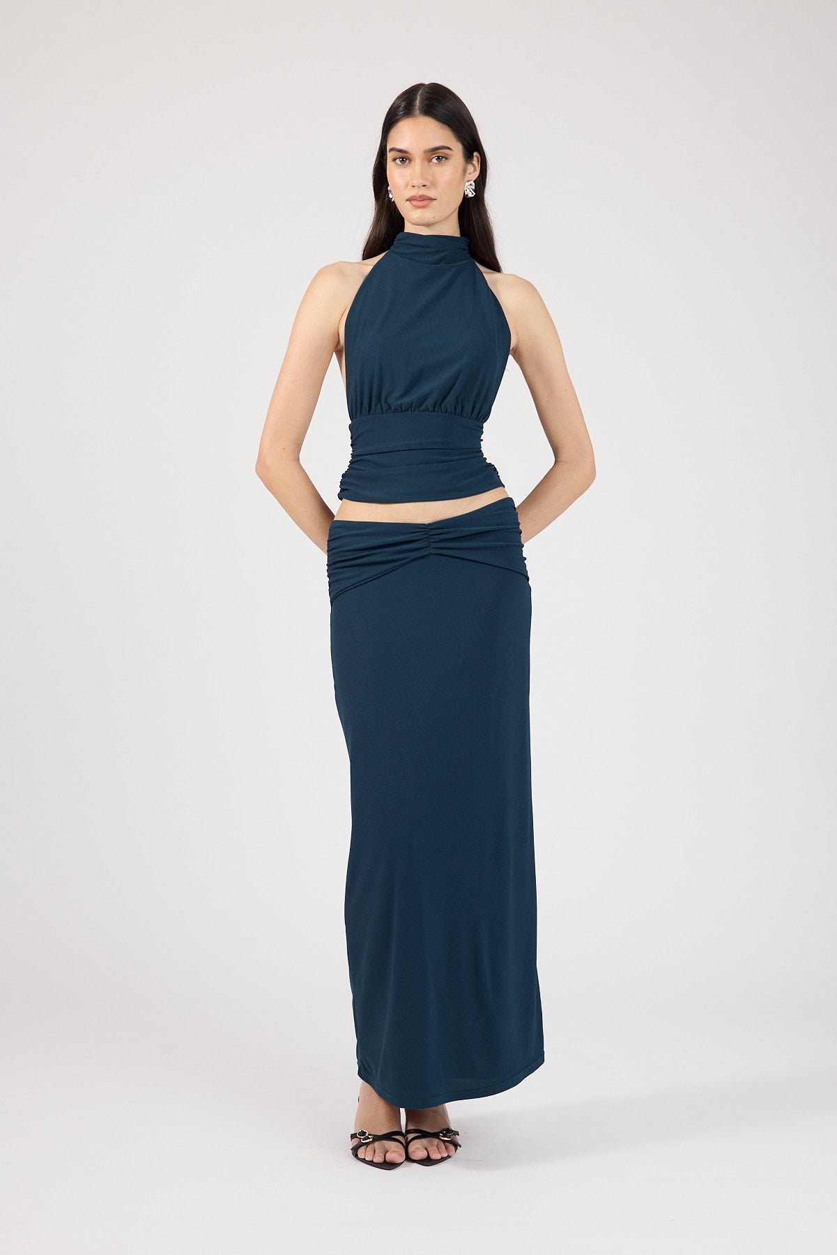 Perfect Stranger Aria Maxi Skirt Petrol Blue