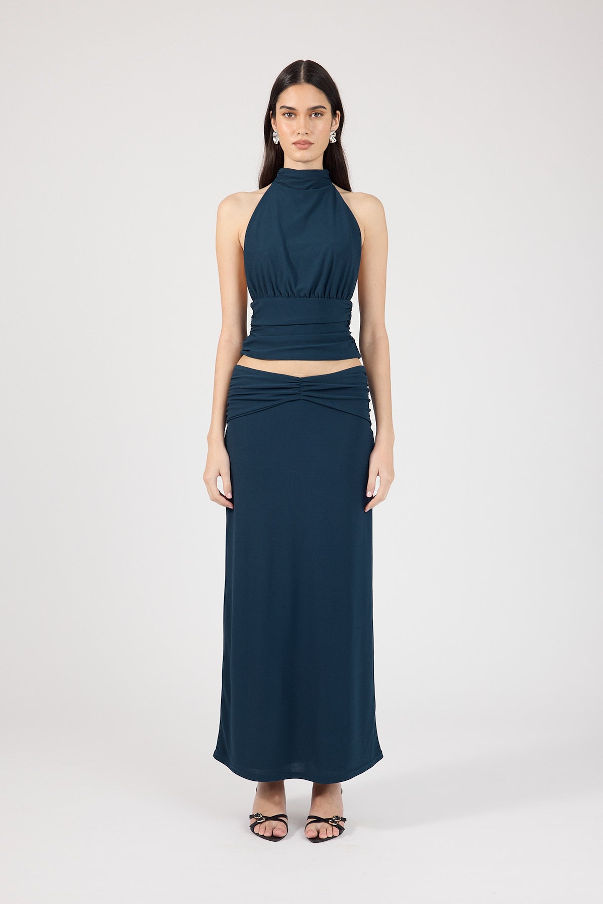 Perfect Stranger Aria Maxi Skirt Petrol Blue