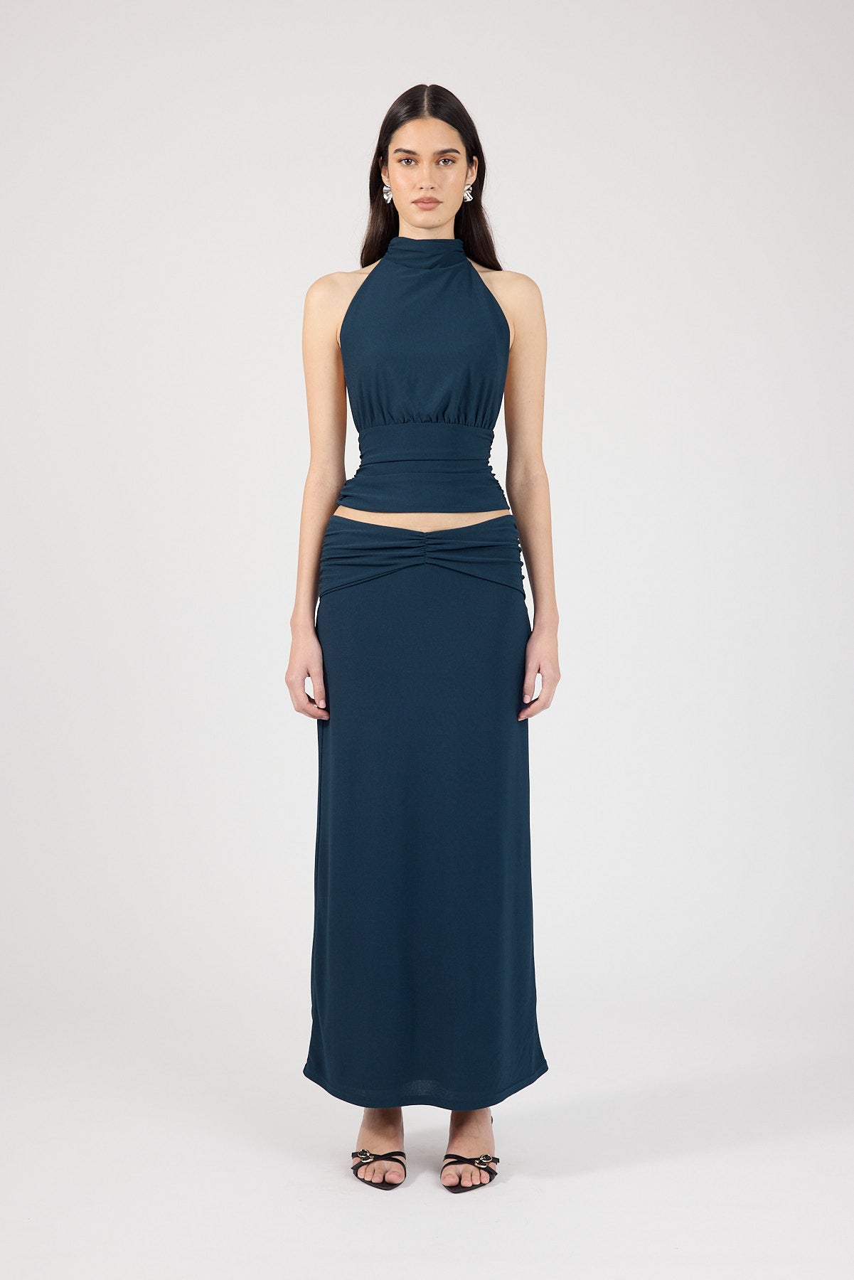 Perfect Stranger Aria Halter Top Petrol Blue