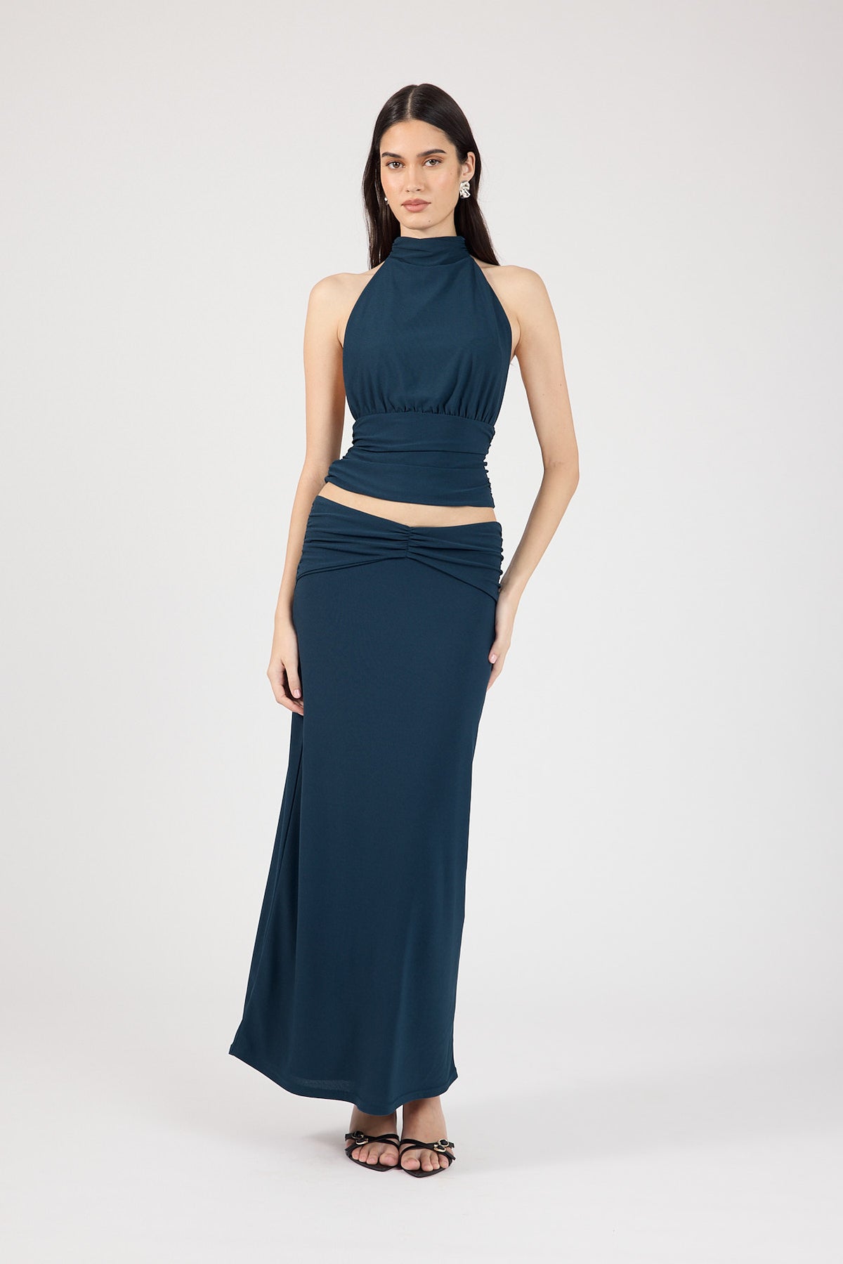 Perfect Stranger Aria Halter Top Petrol Blue